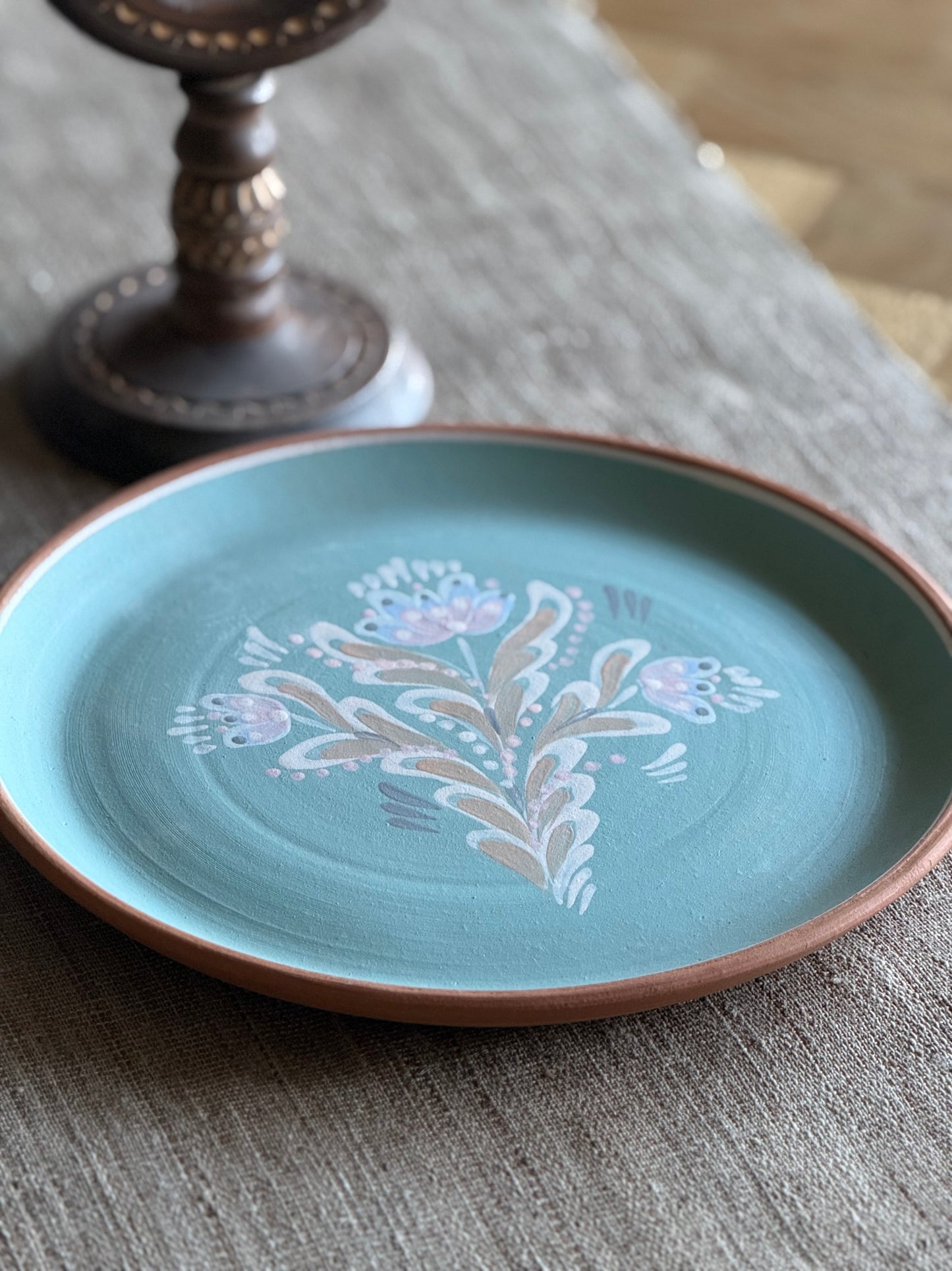 Handmade, unglazed platter.
