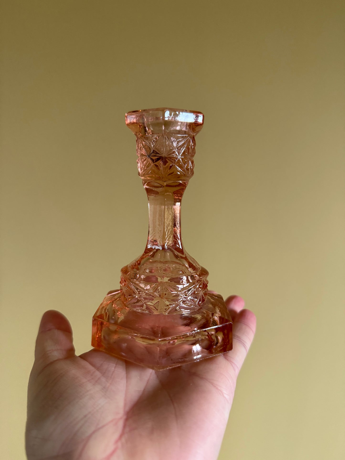 Vintage, glass candlestick holders.