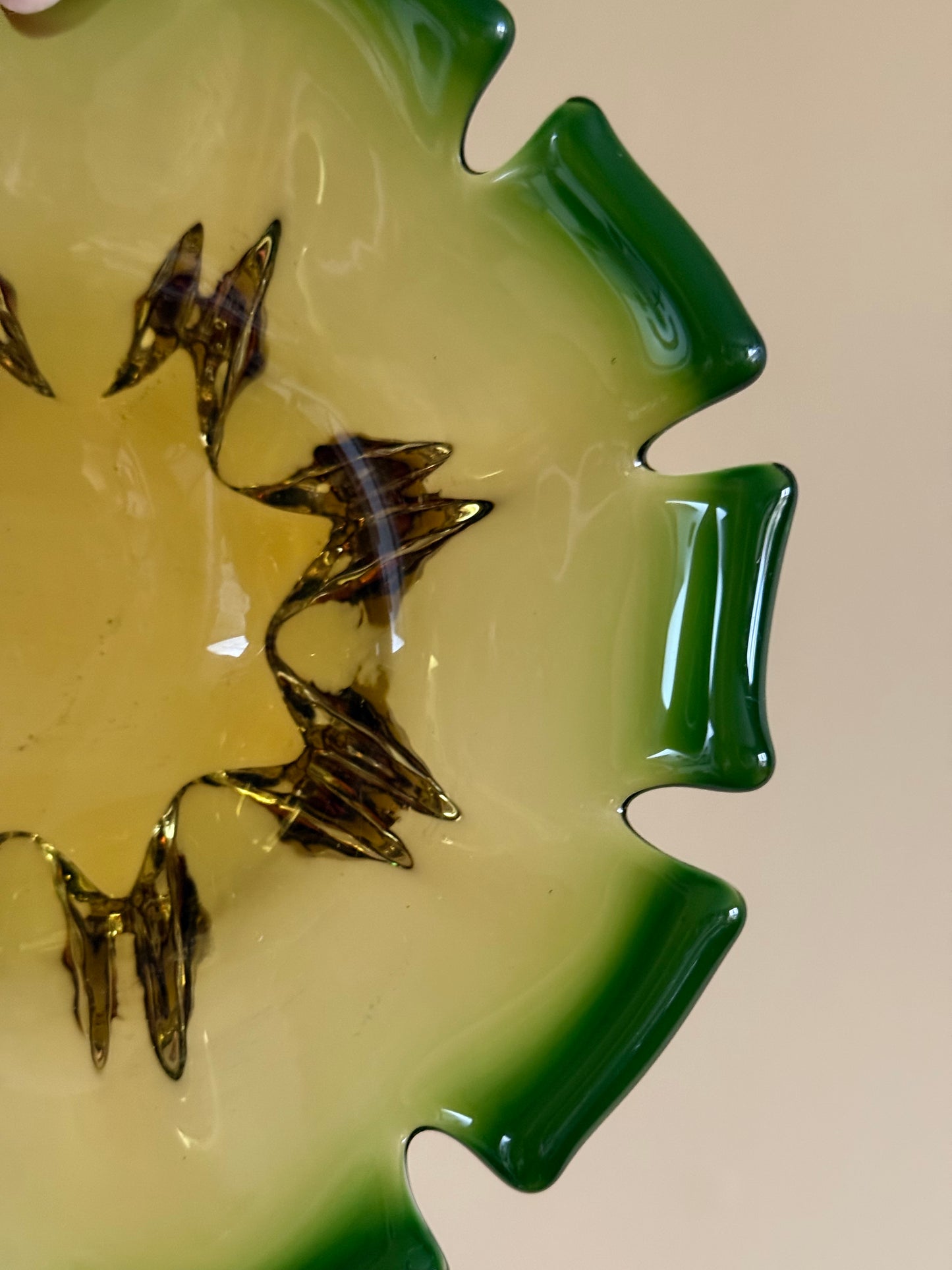 Vintage, handmade art glass bowl.