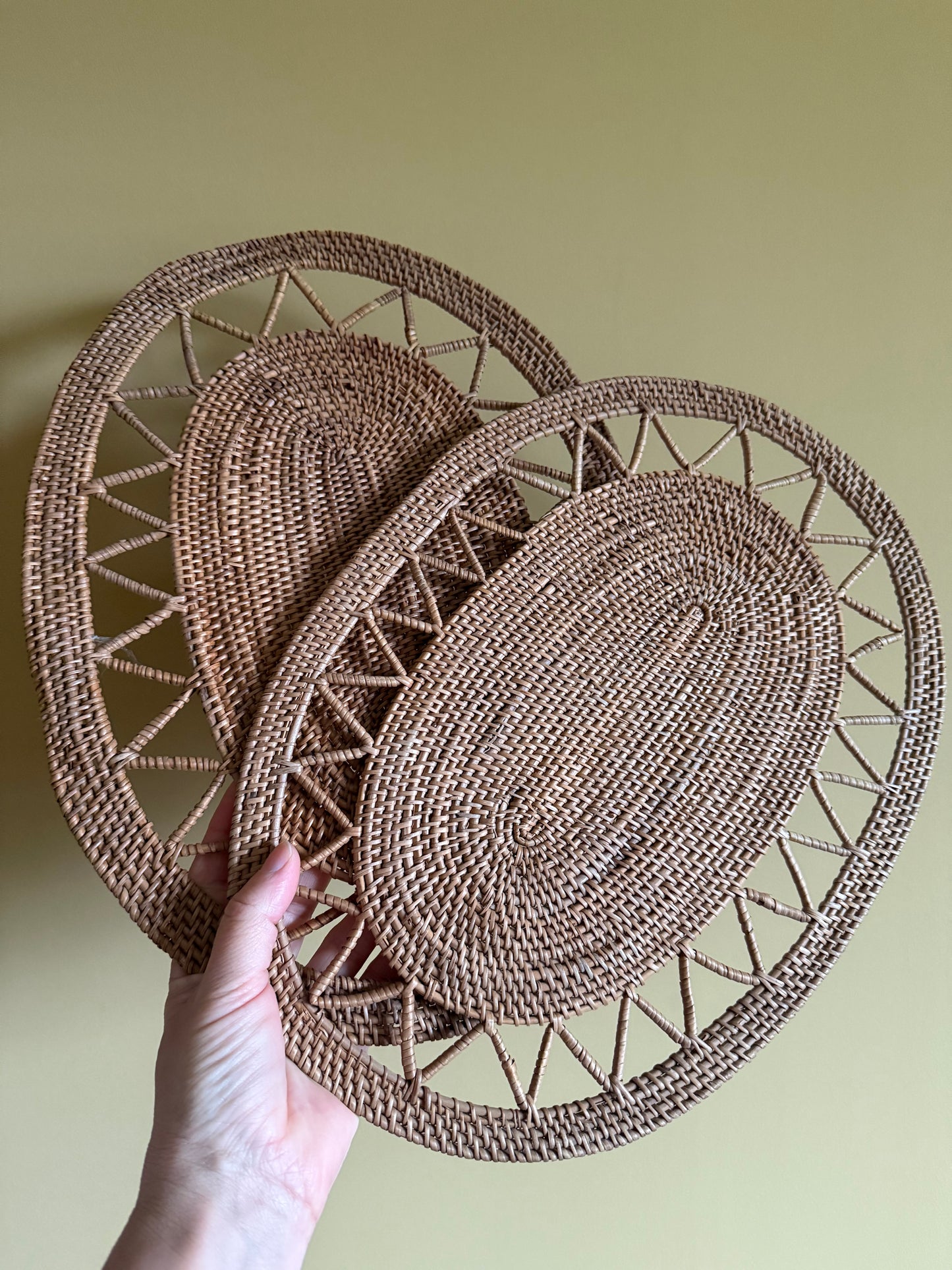 Vintage, real rattan placemats.