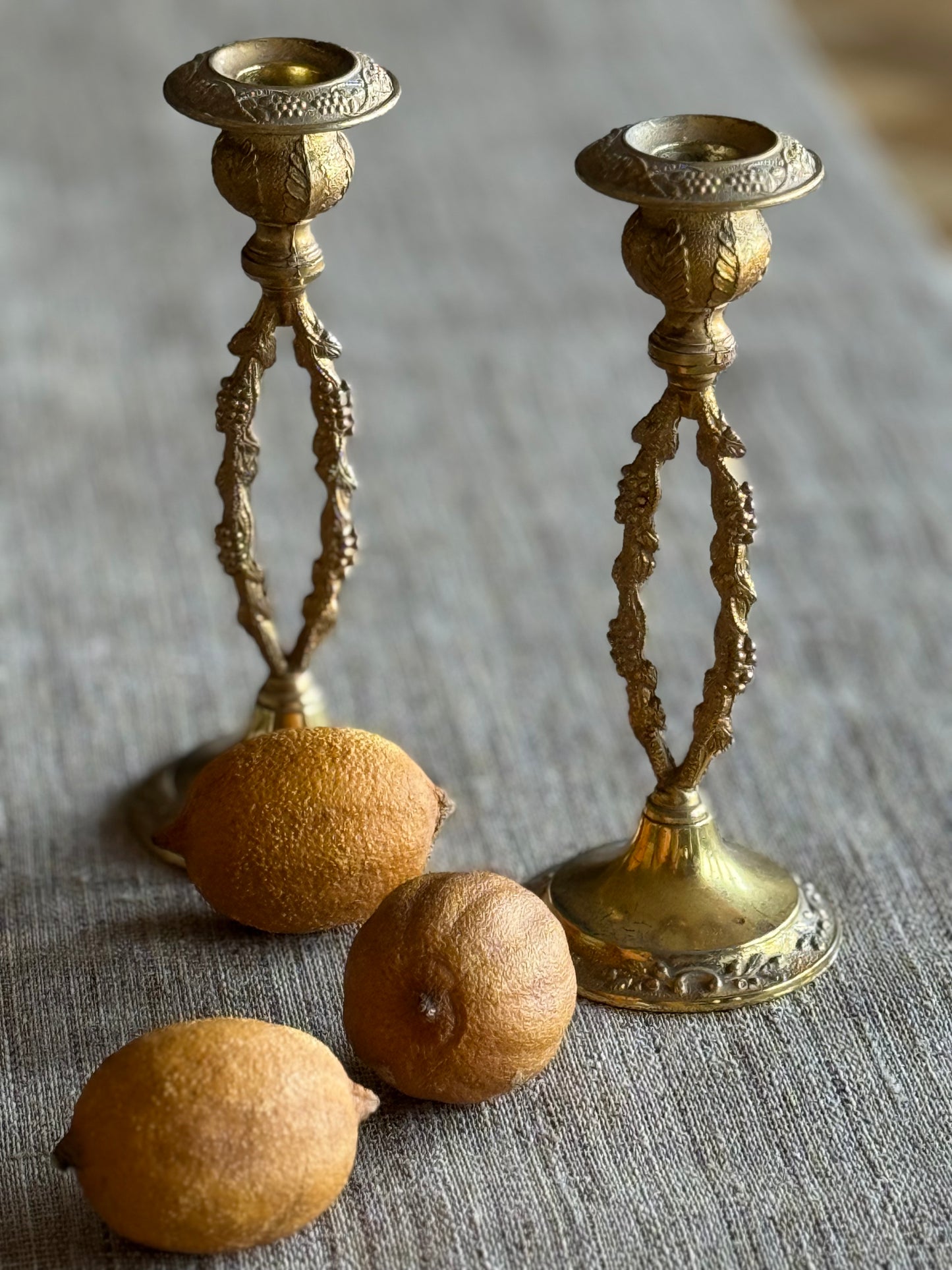Vintage, brass plated candlestick holders.