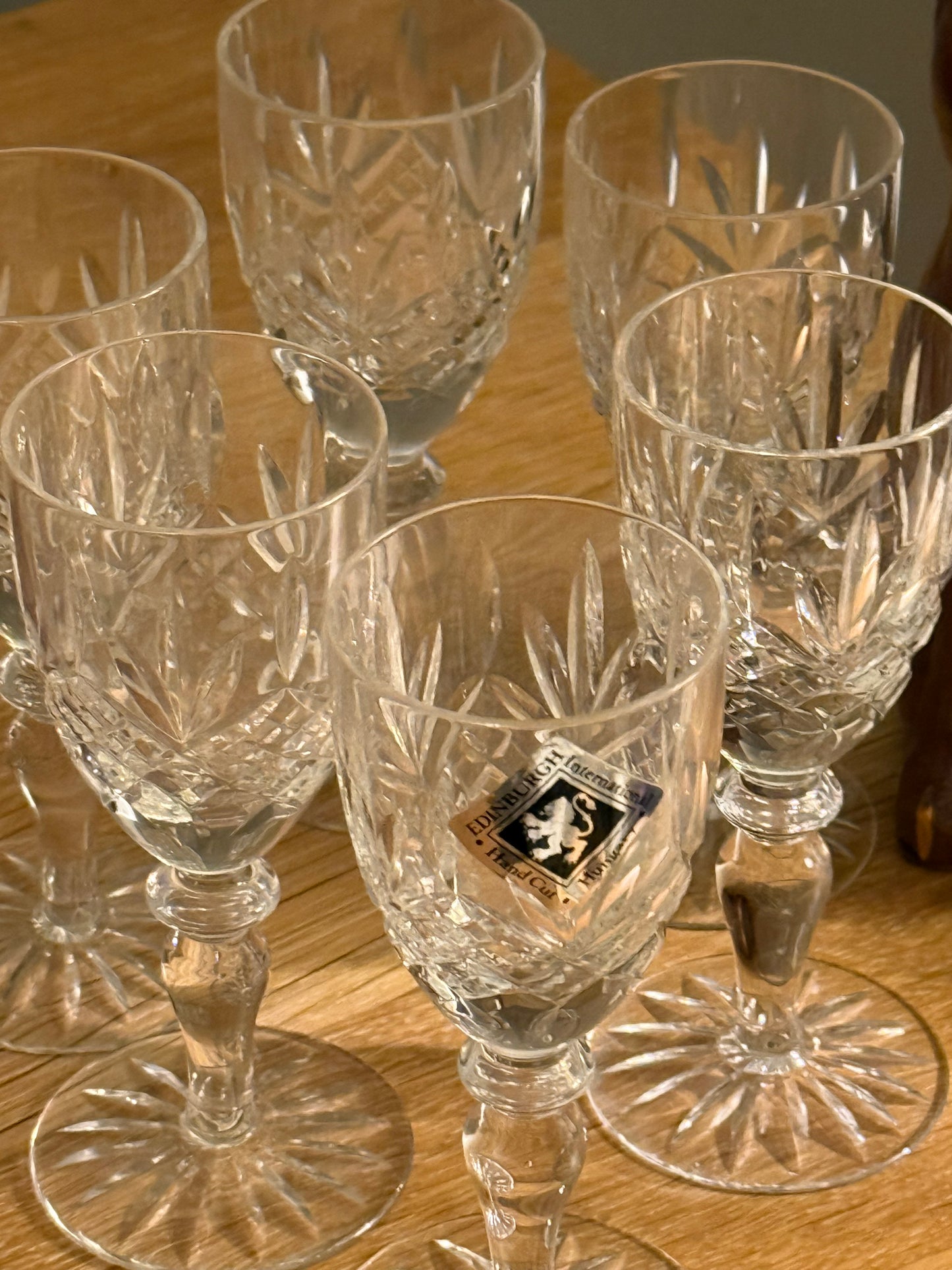 Set of 6 vintage crystal shot glasses.