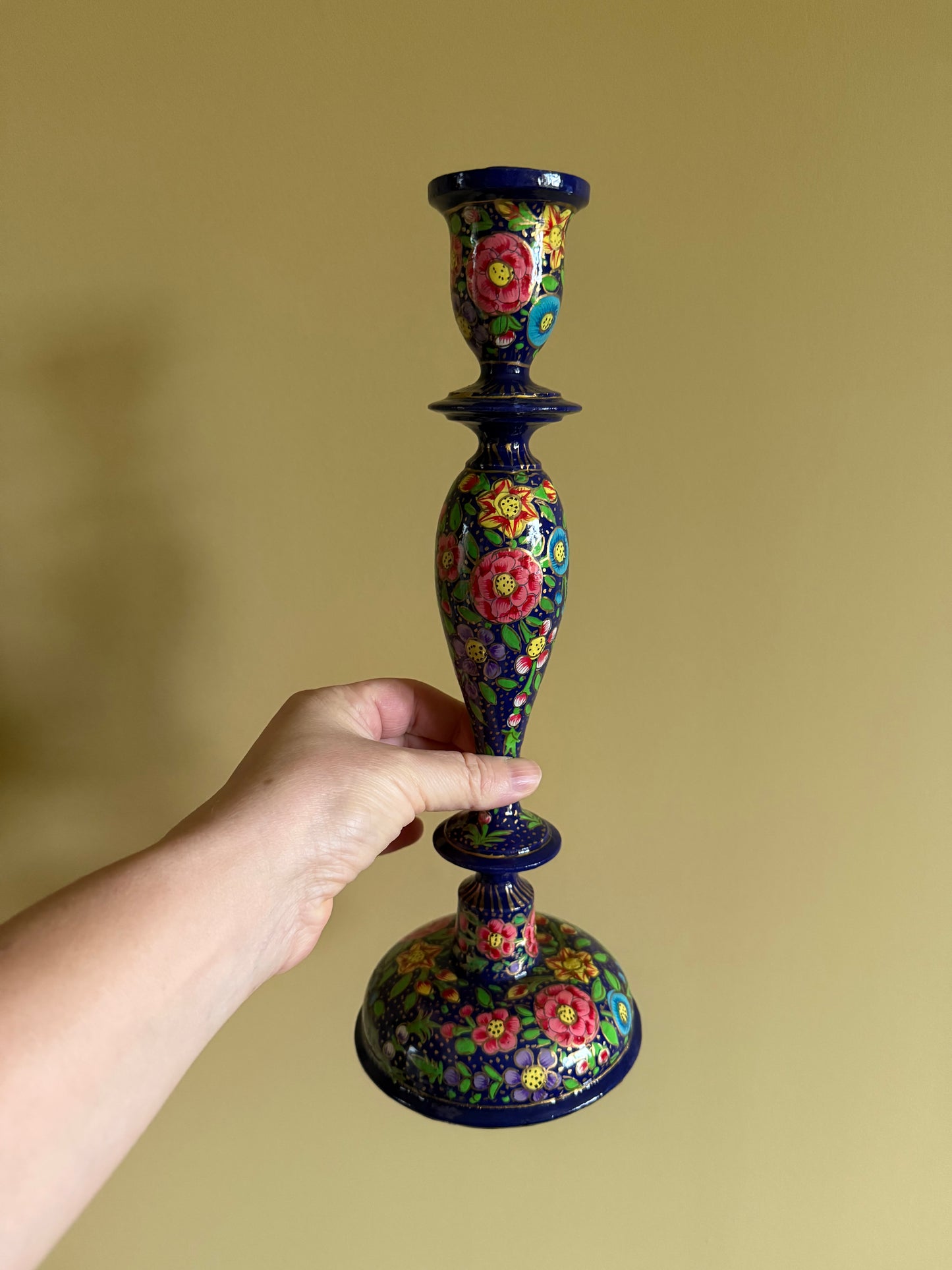 Stunning, Turkish handmade wooden candlestick holders.