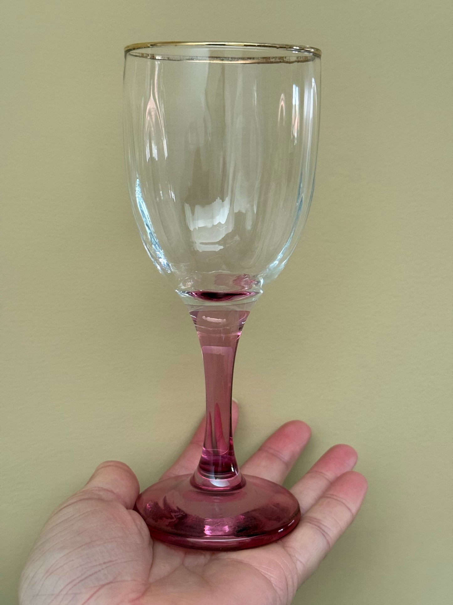 Vintage set of 5 wine stemmed glasses.