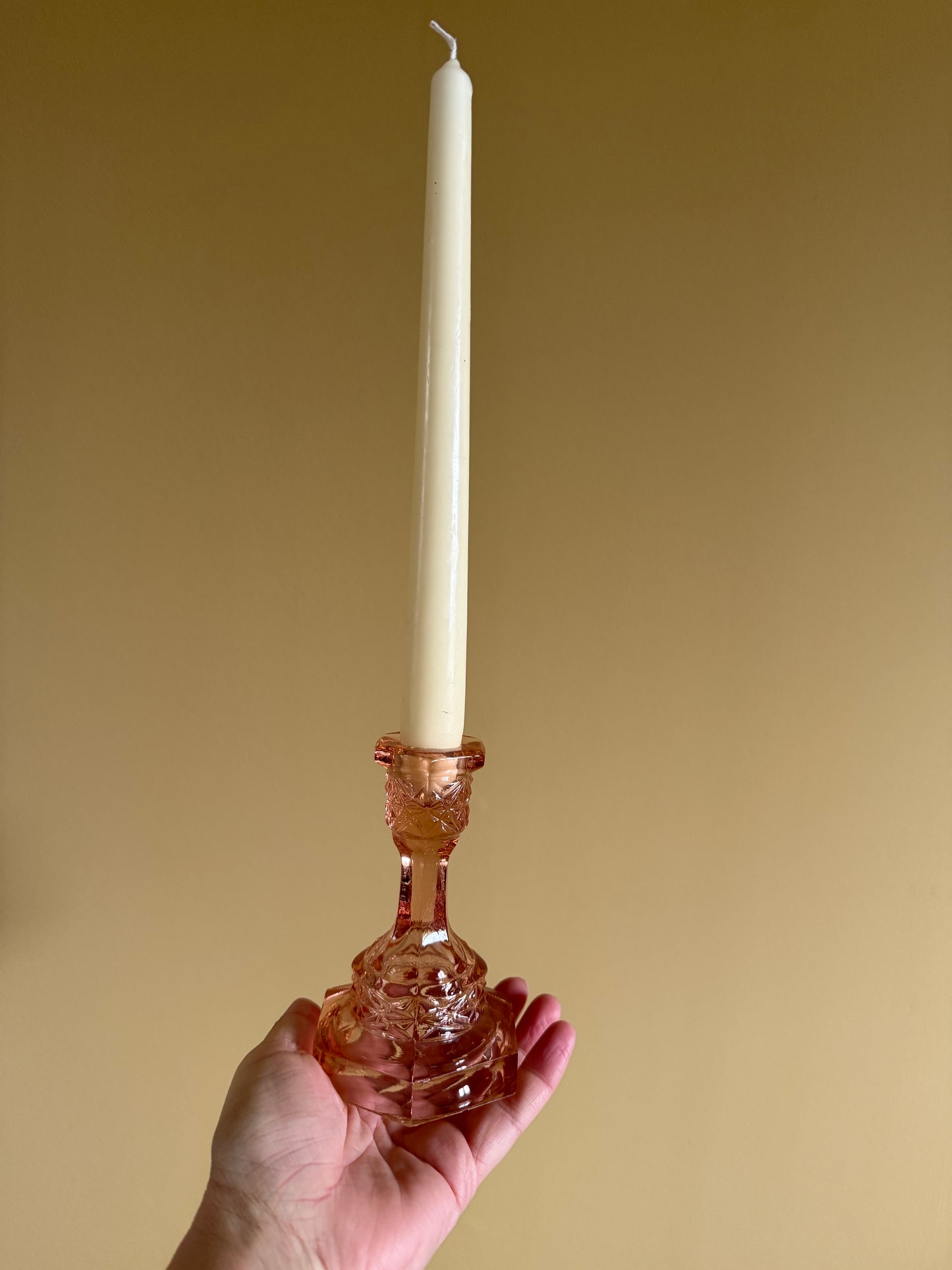 Vintage, glass candlestick holders.