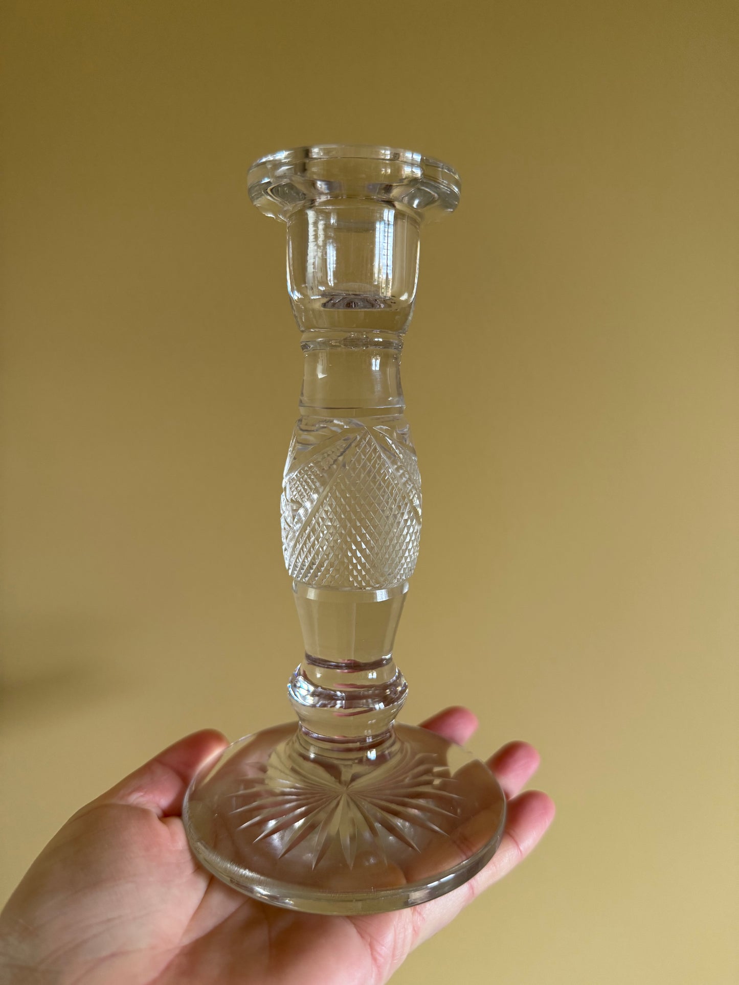 Vintage, crystal candlestick holder.