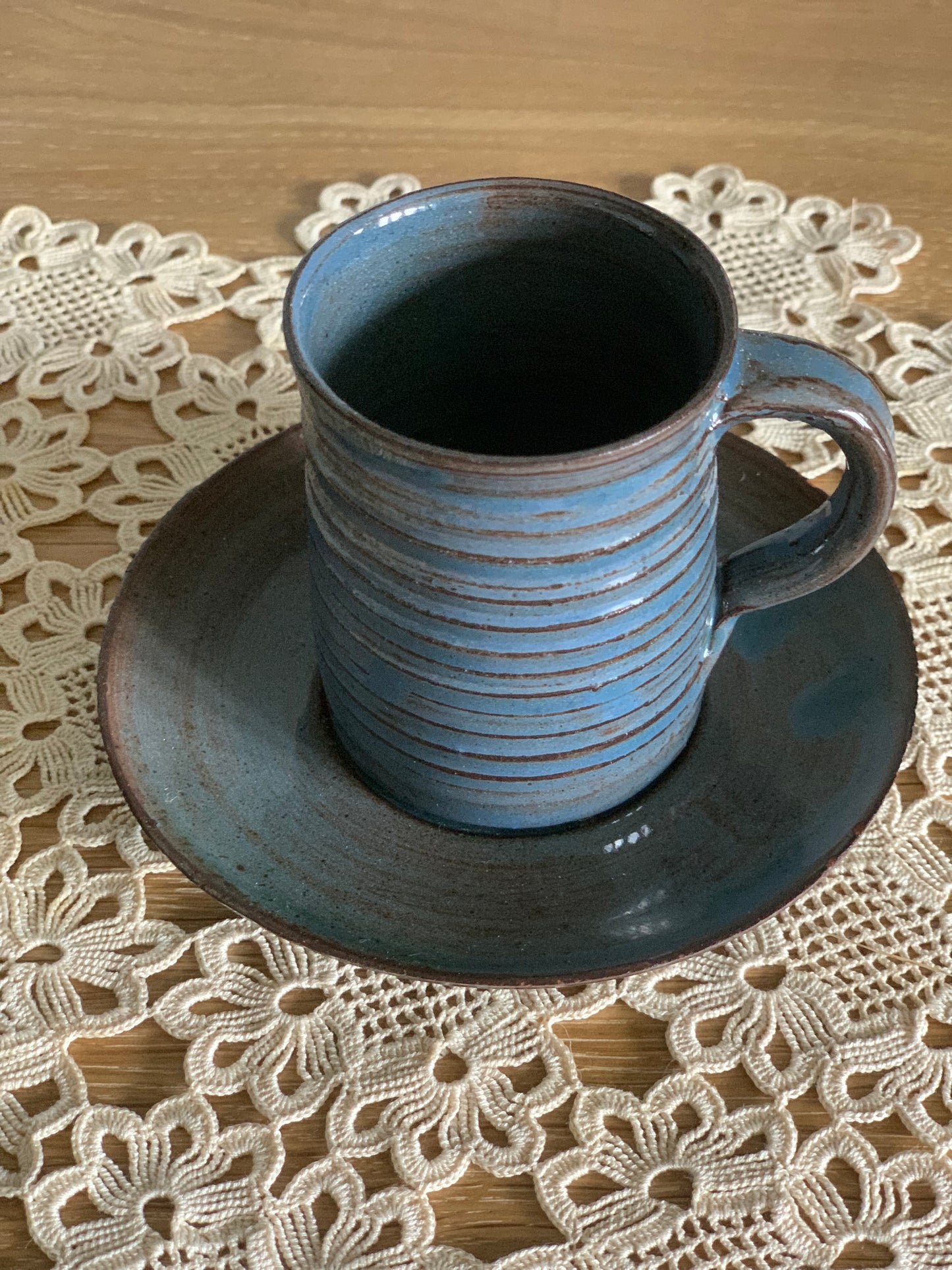 Vintage, pottery espresso cups.