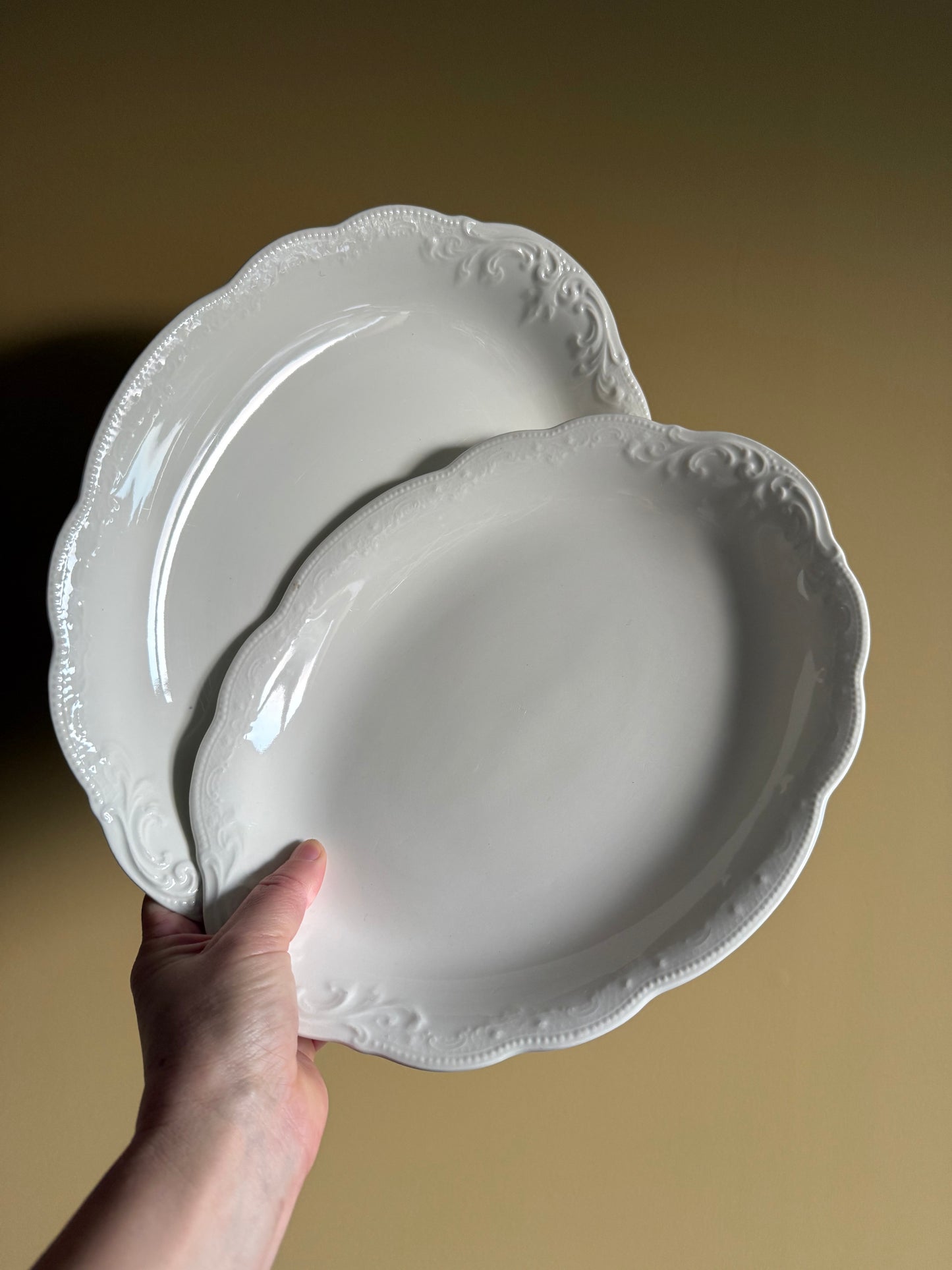 Vintage, off white platters.