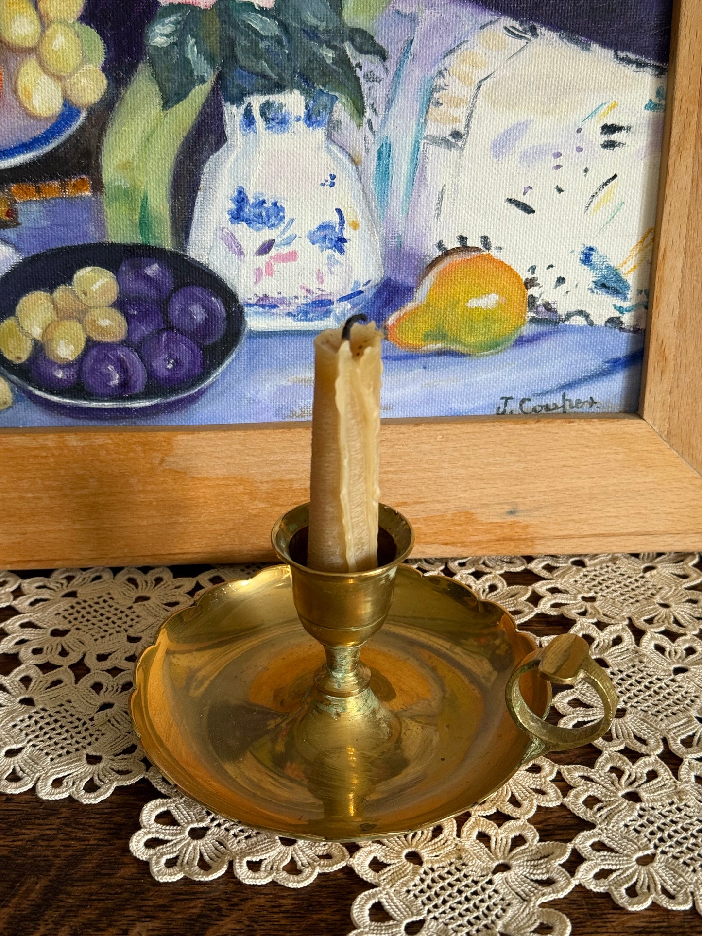 Vintage, solid brass candlestick holder.