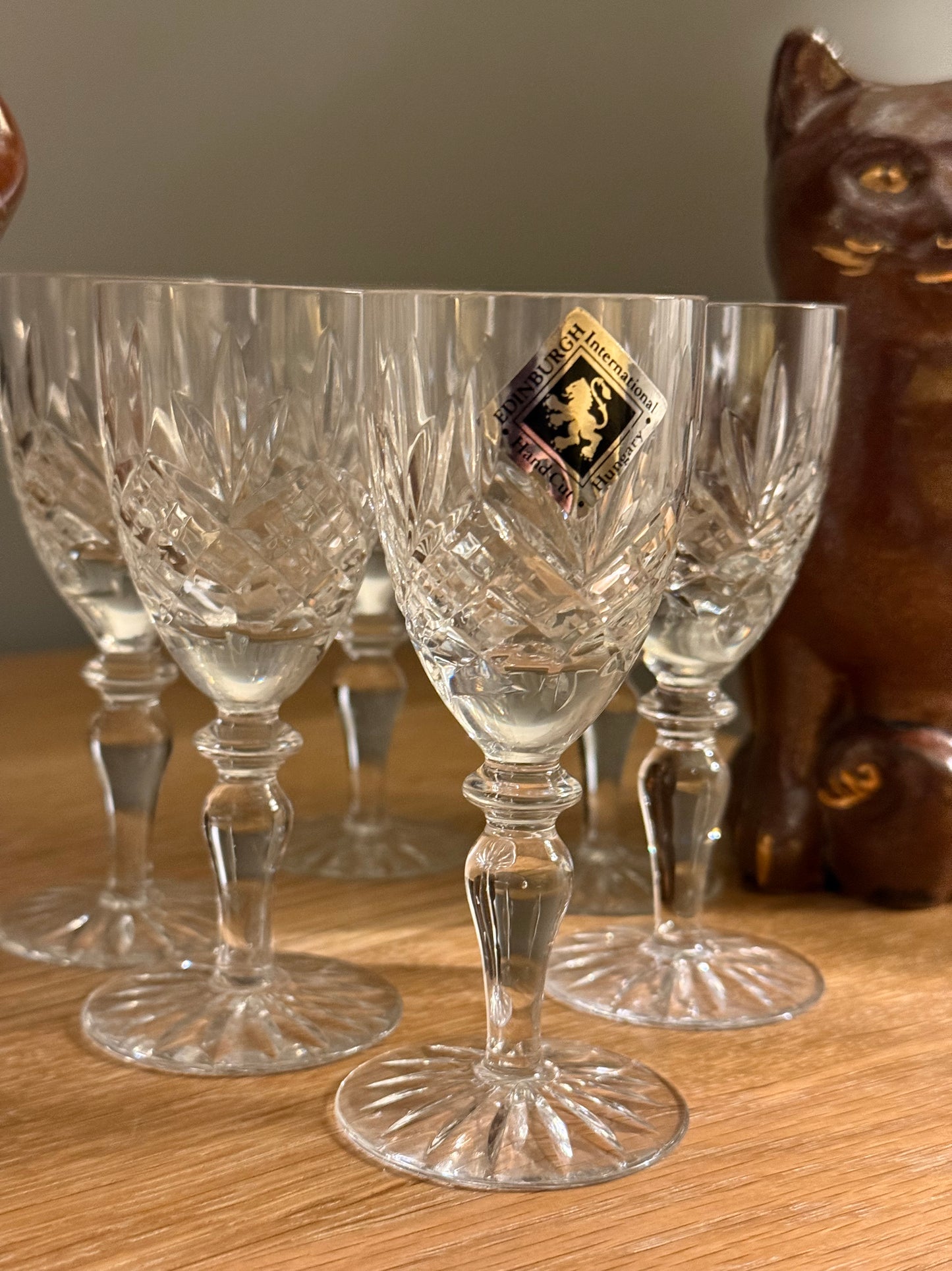 Set of 6 vintage crystal shot glasses.