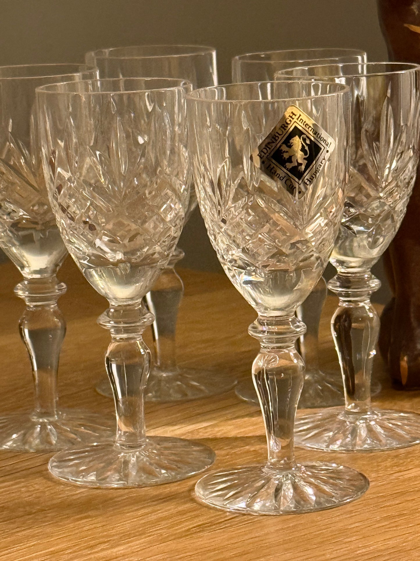 Set of 6 vintage crystal shot glasses.