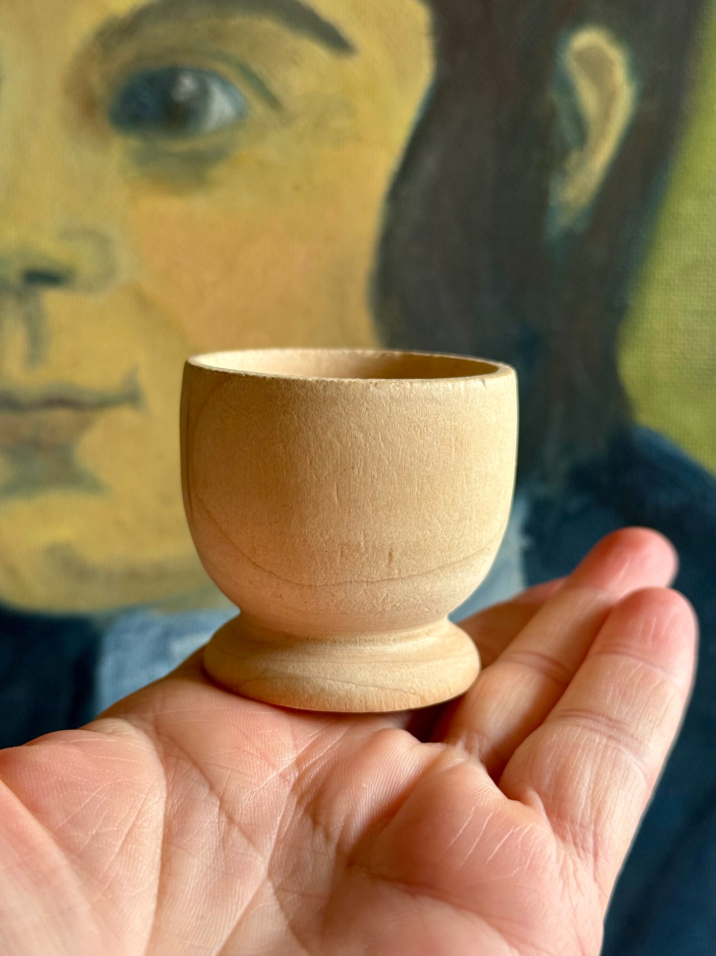 Vintage, wood carved egg cups.