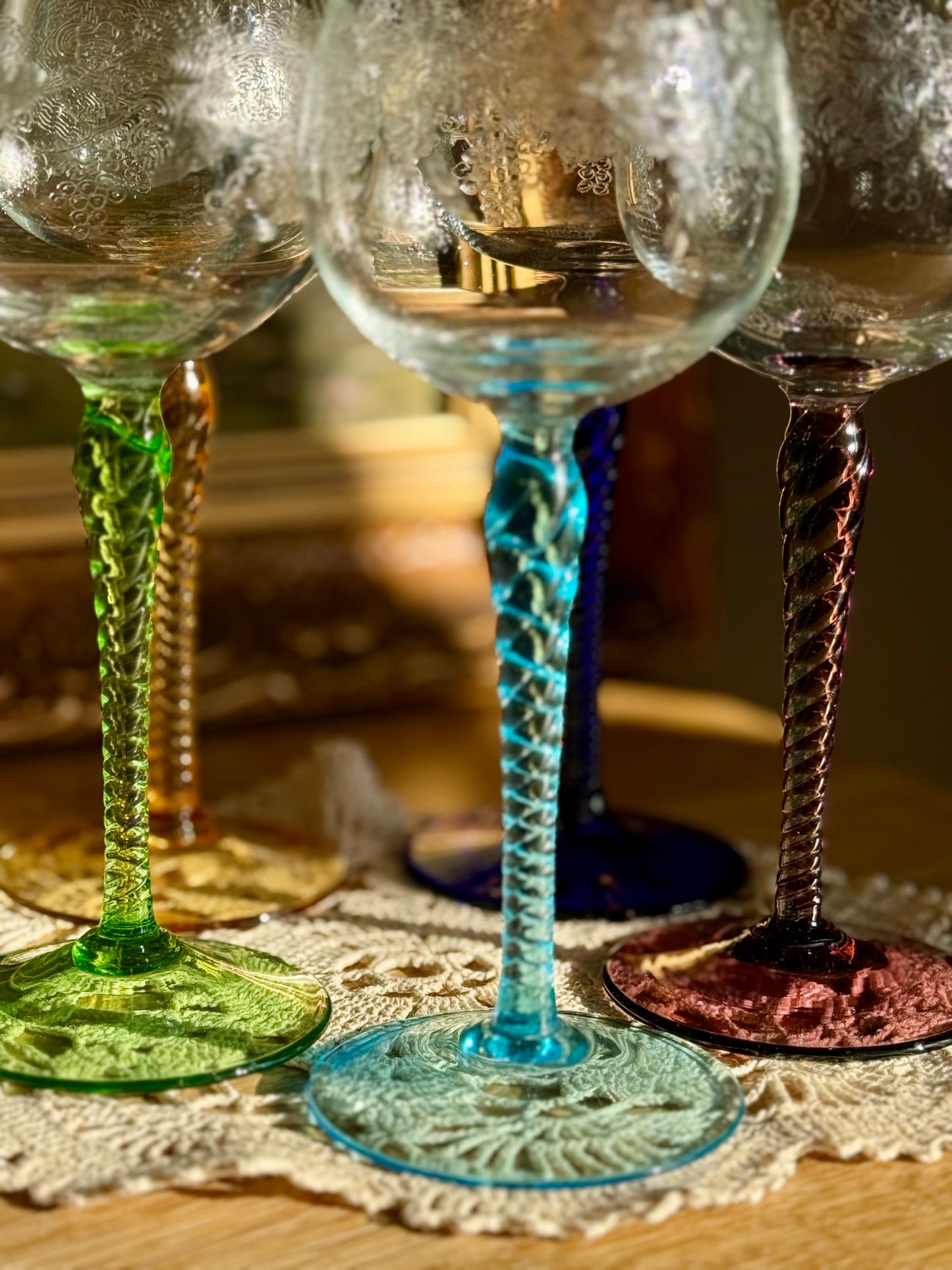 Stunning vintage wine glasses.