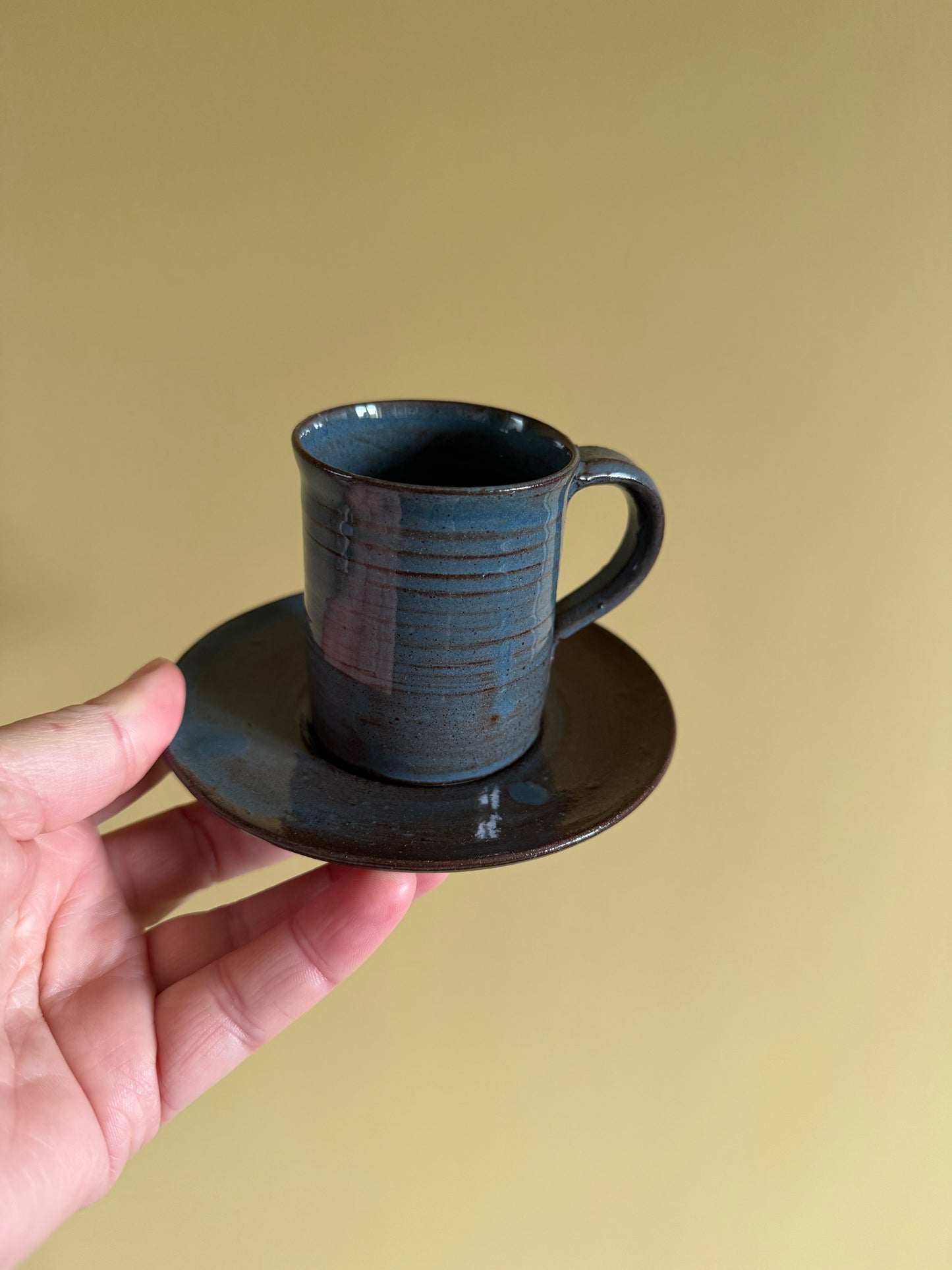 Vintage, pottery espresso cups.