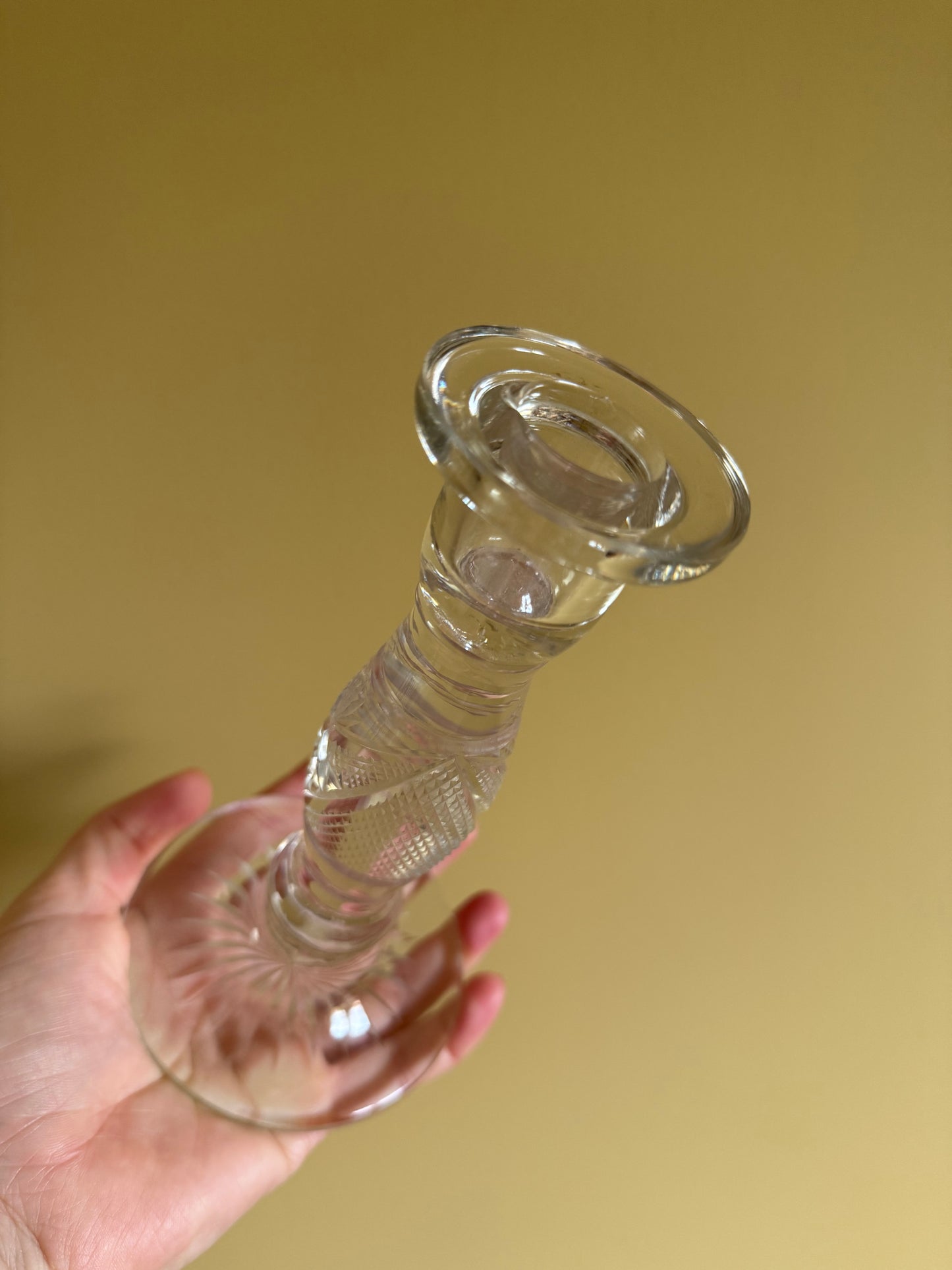 Vintage, crystal candlestick holder.