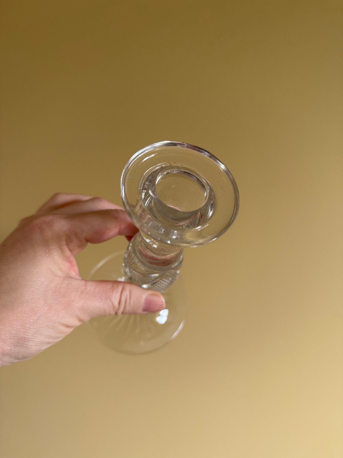 Vintage, crystal candlestick holder.
