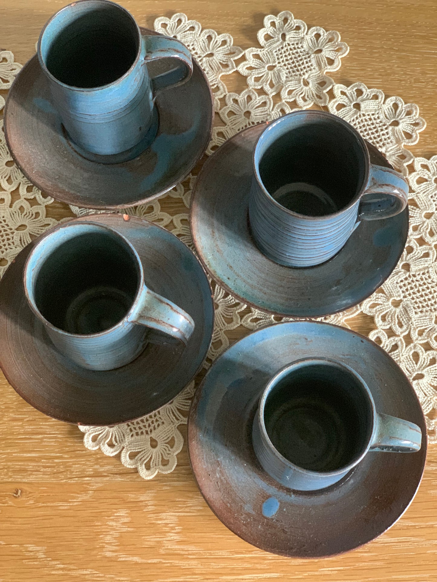 Vintage, pottery espresso cups.