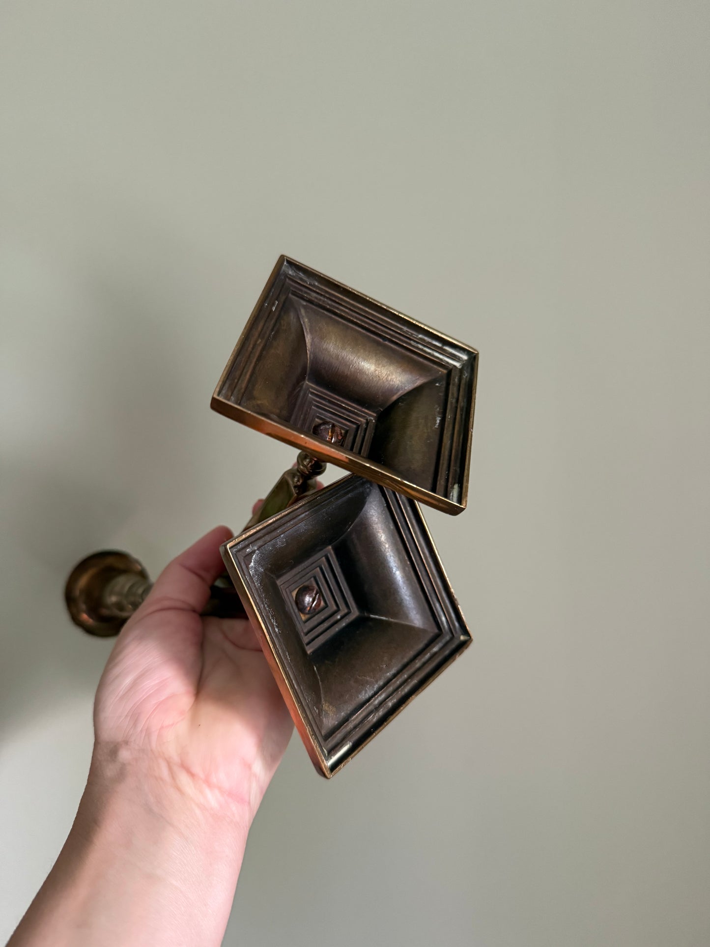 Vintage solid brass candlestick holders.
