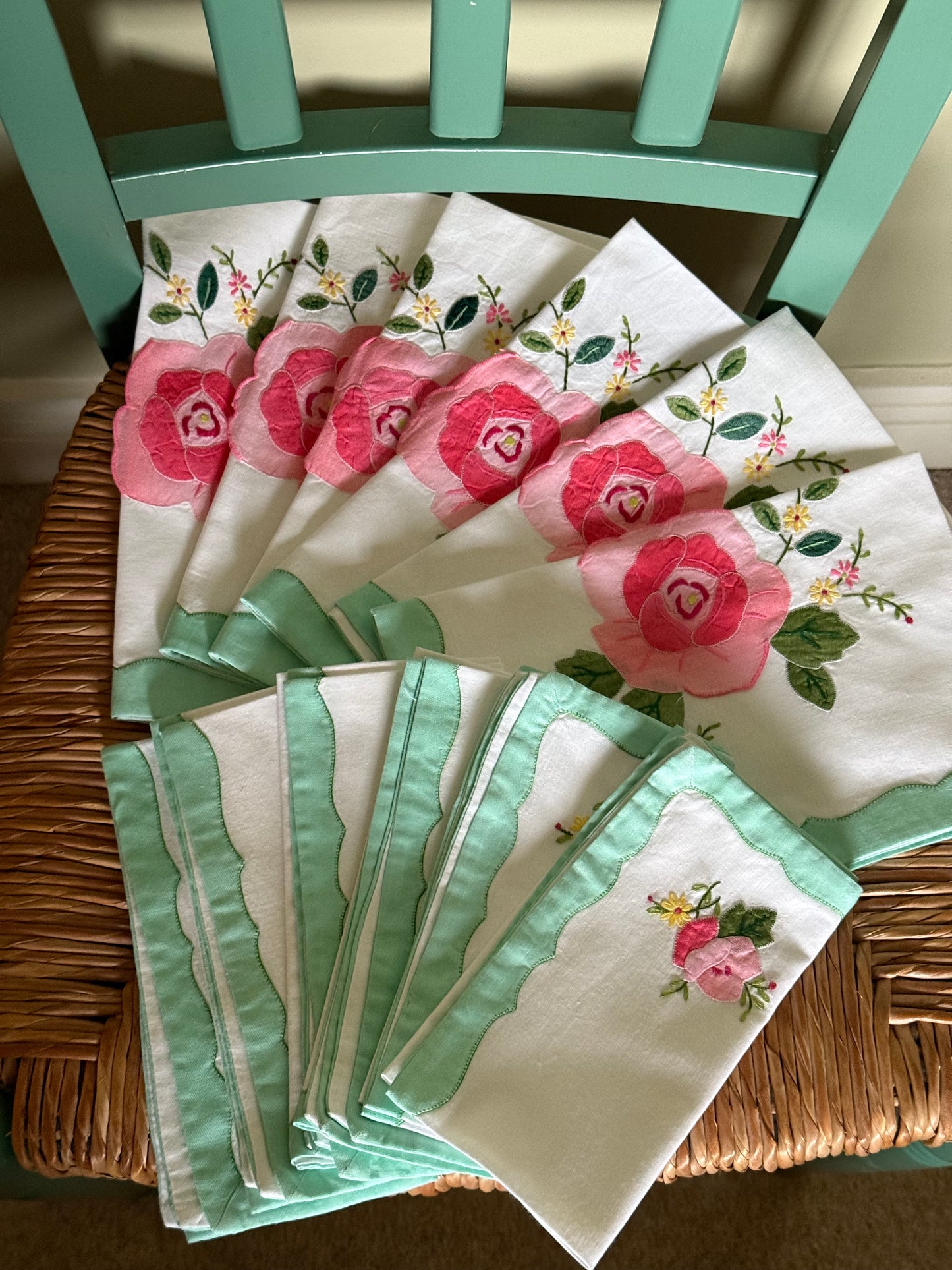 Vintage, hand embroidered set.