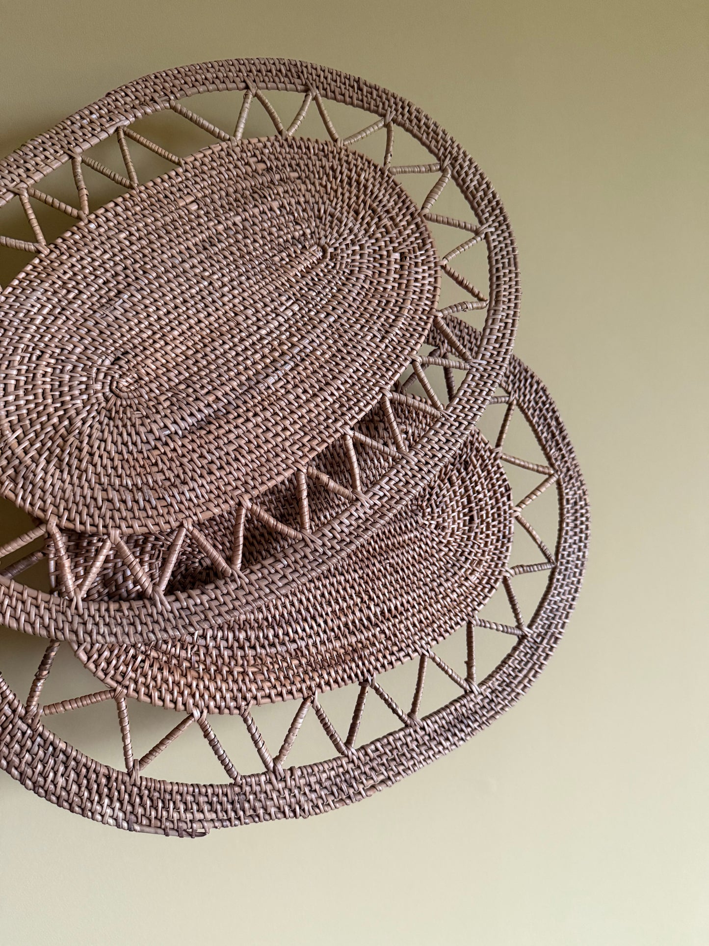 Vintage, real rattan placemats.