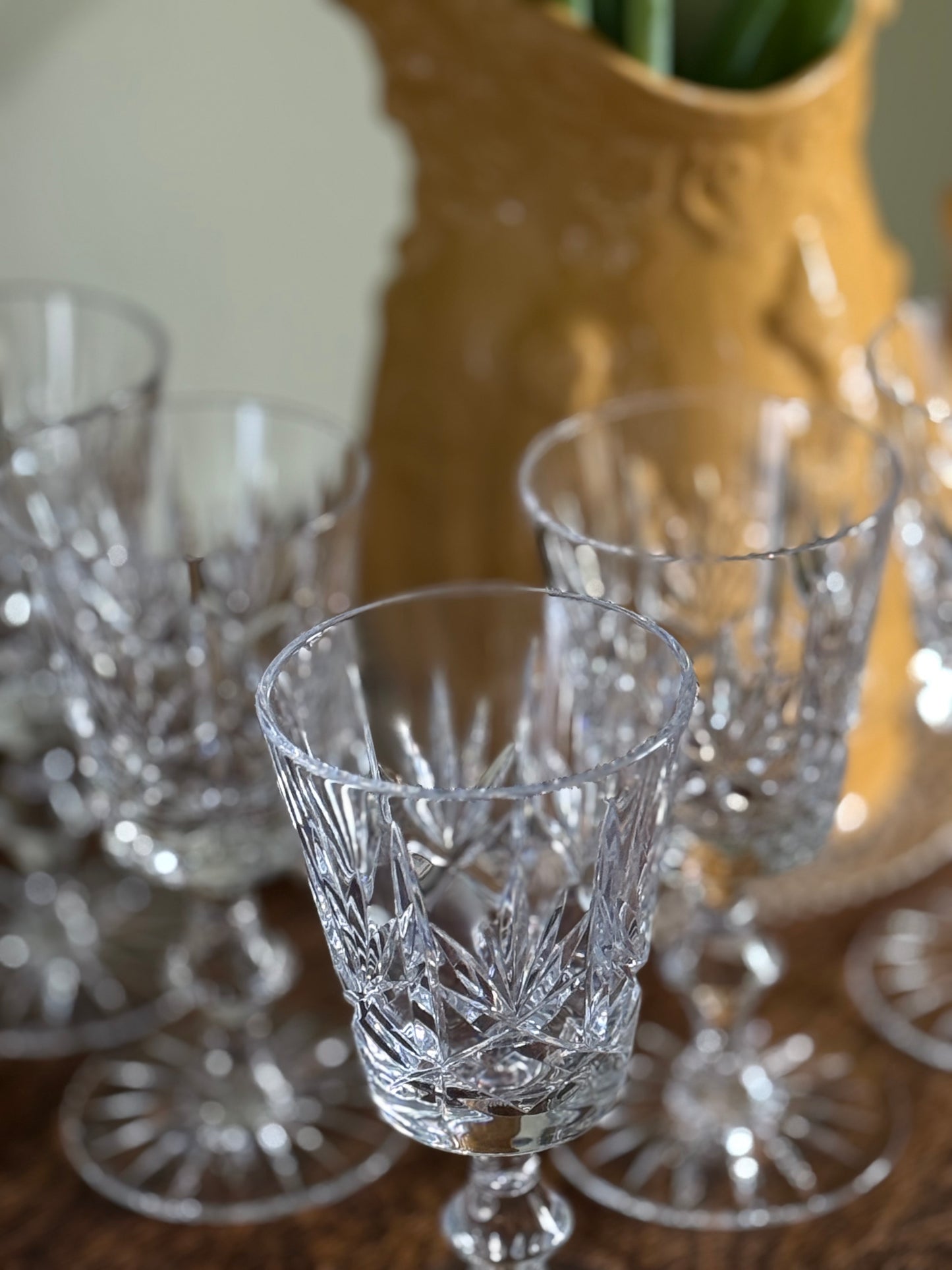 High quality, vintage crystal stemmed glasses.