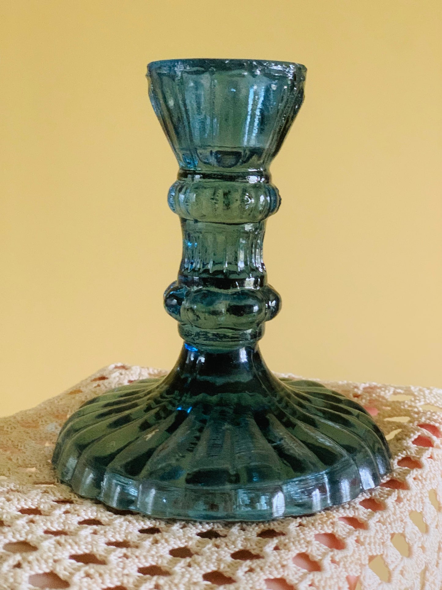 Vintage, glass candlestick holders.