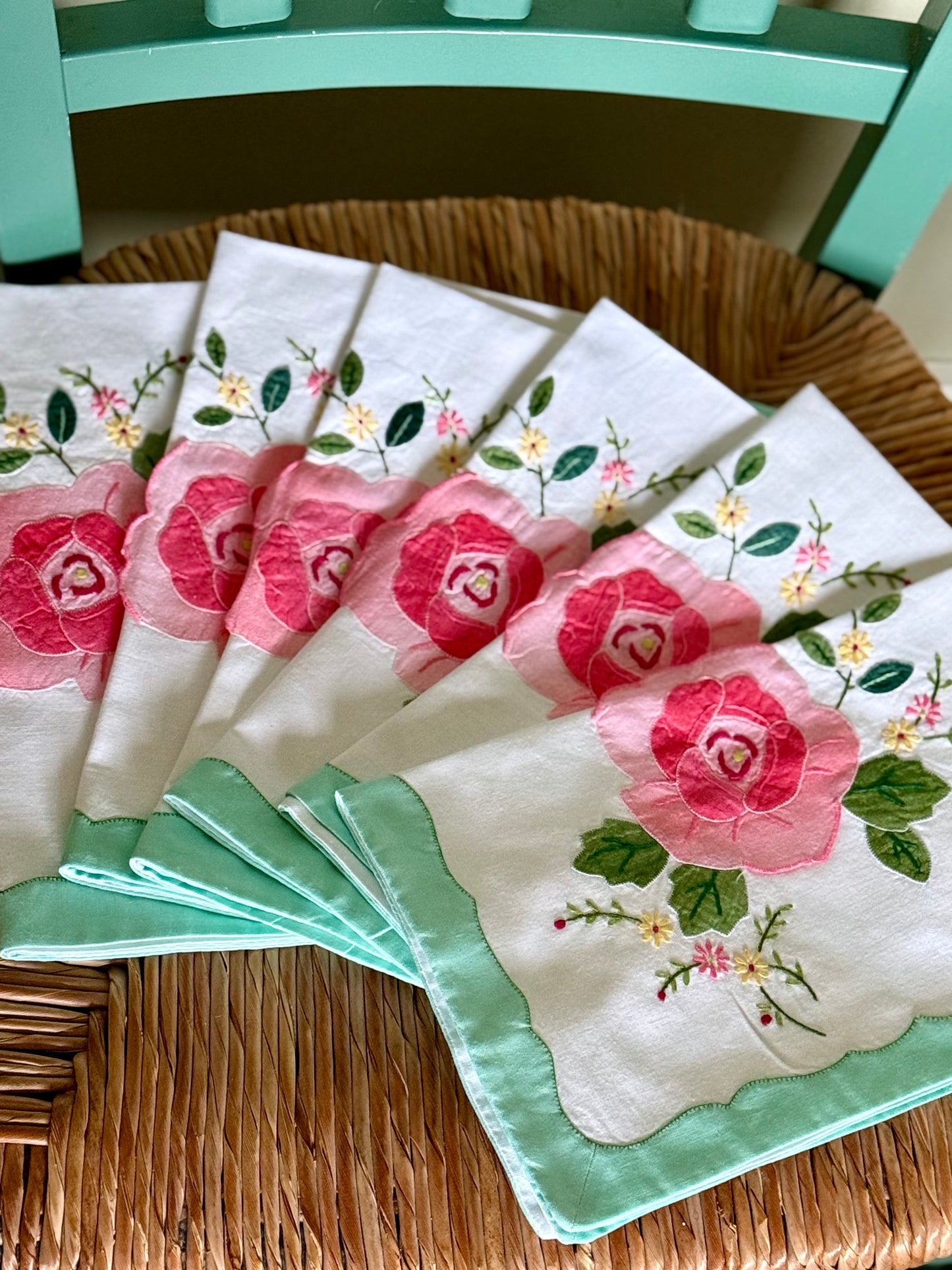 Vintage, hand embroidered set.