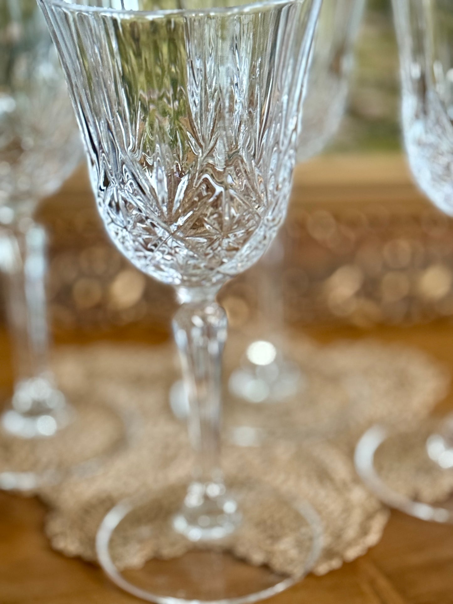 Vintage, crystal wine glasses.