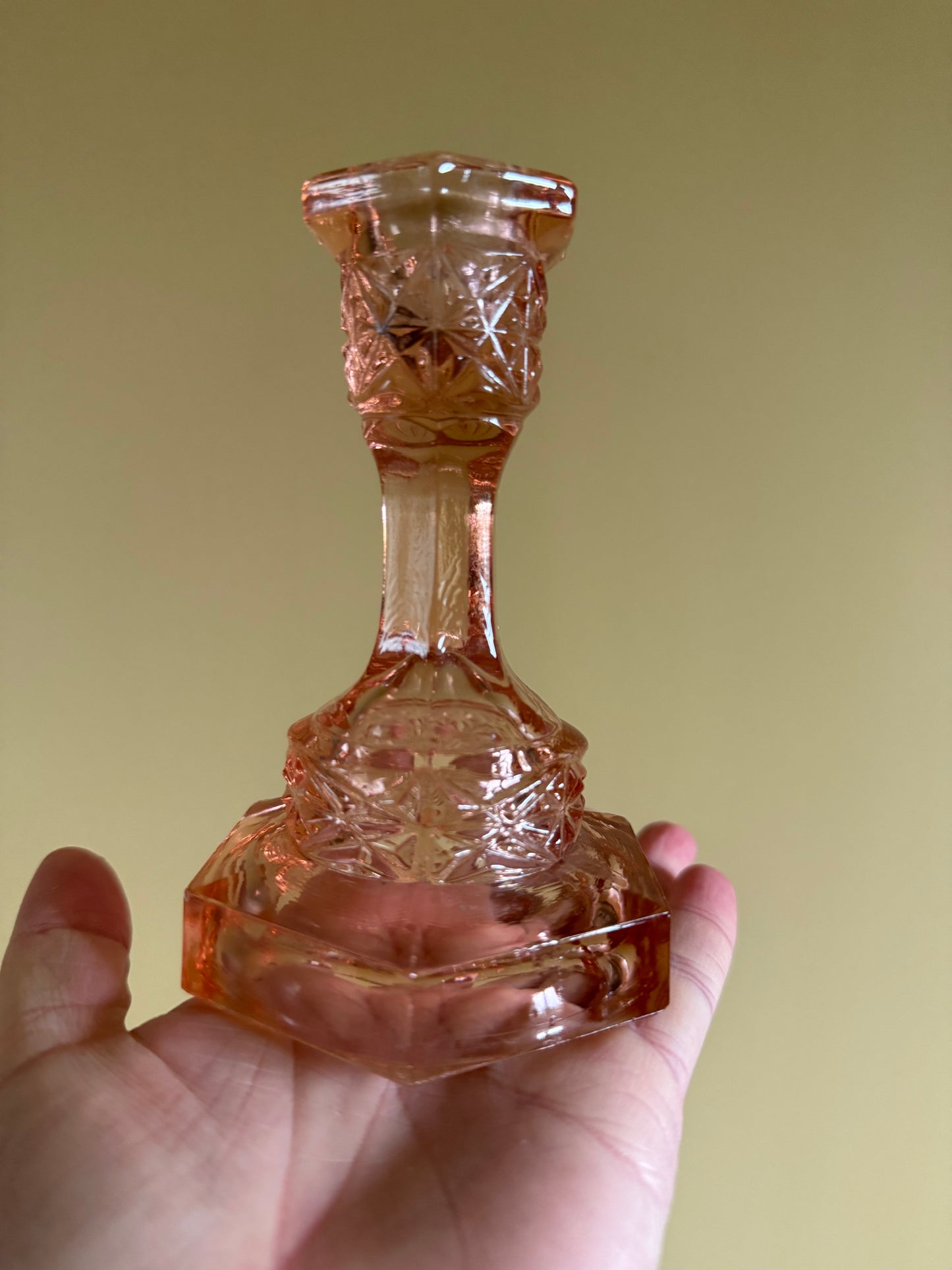 Vintage, glass candlestick holders.