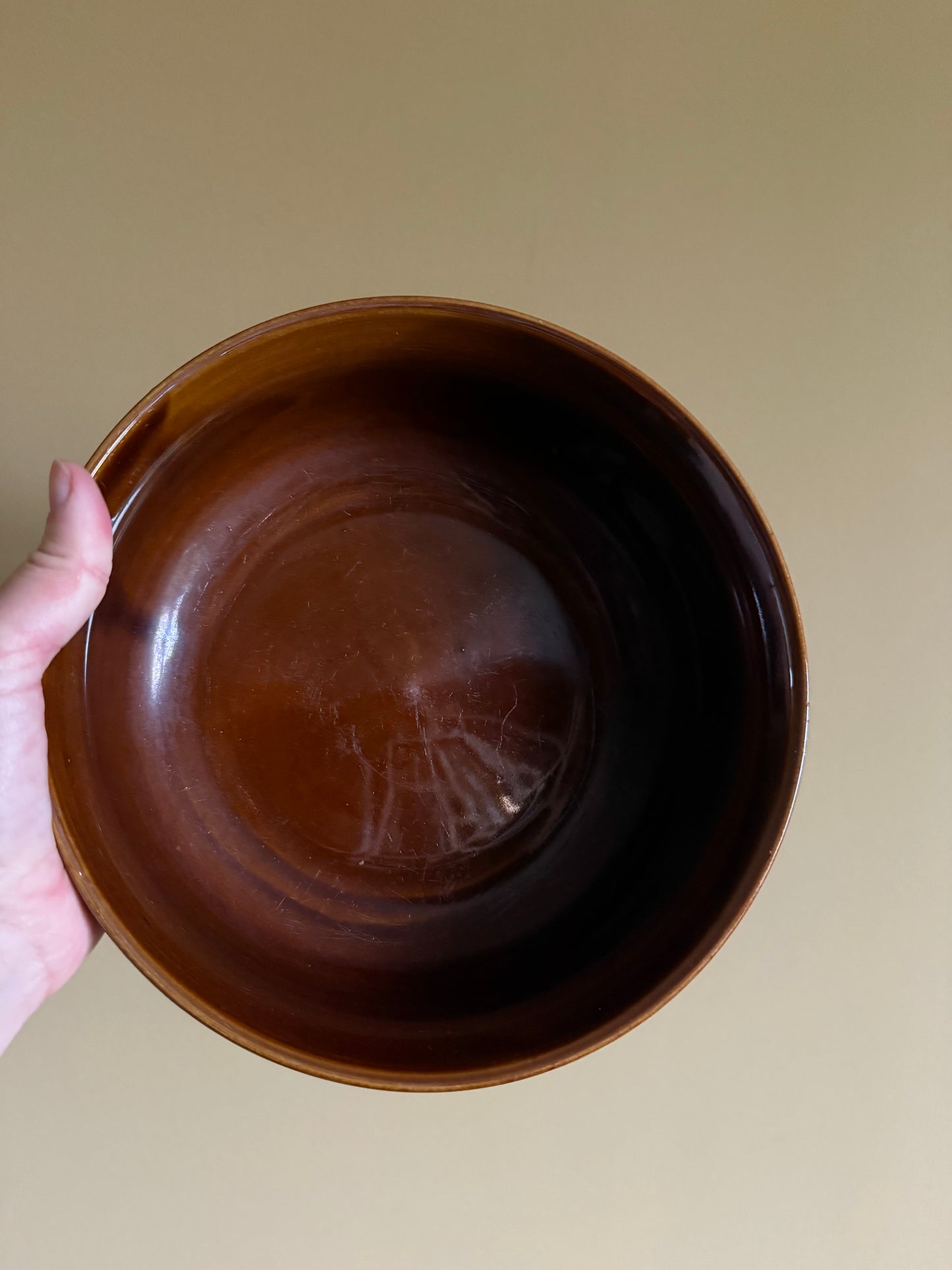 Vintage Tulowice Polish Pottery brown fruit / center piece bowl.