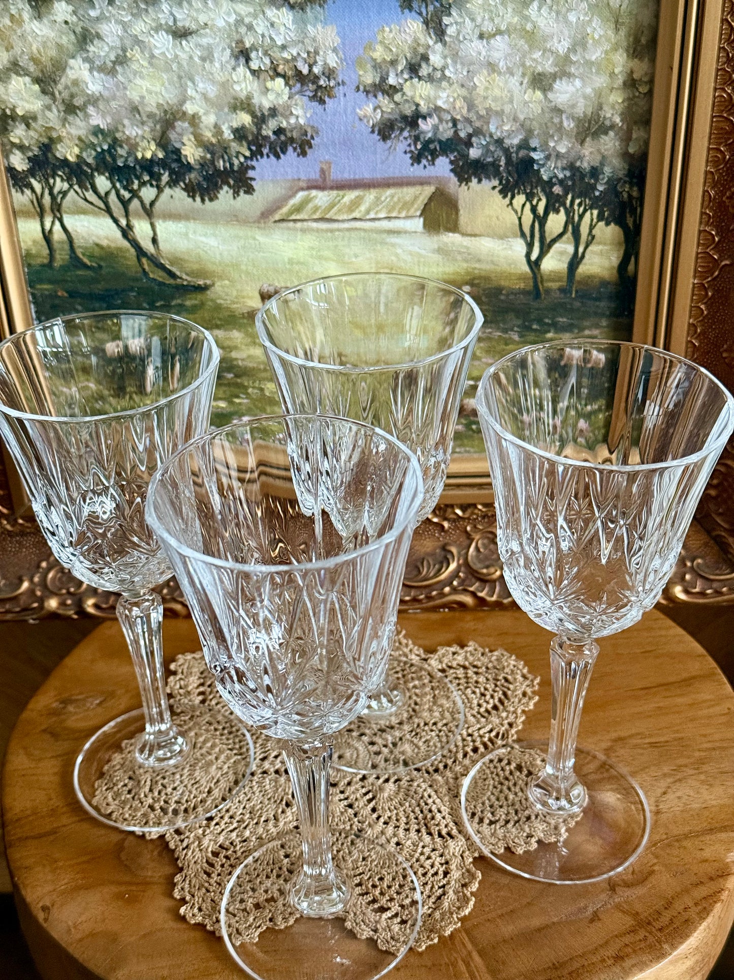 Vintage, crystal wine glasses.