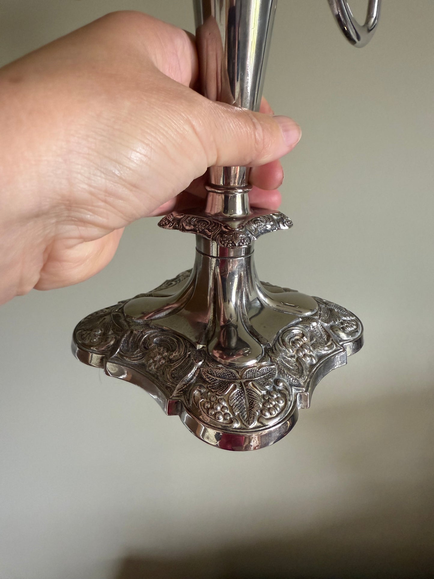 Victorian, silver plated / stainless steel candelabra.