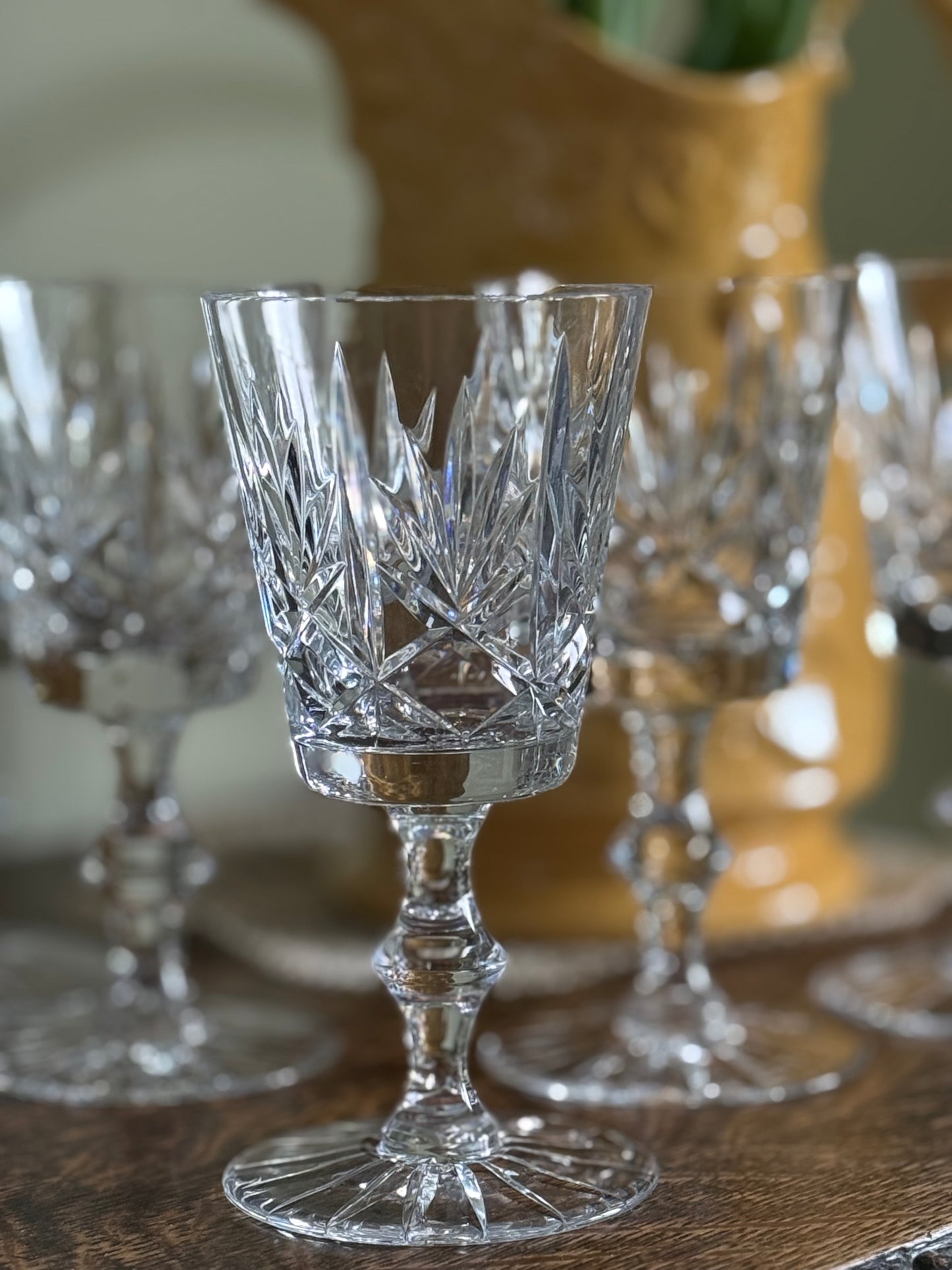 High quality, vintage crystal stemmed glasses.