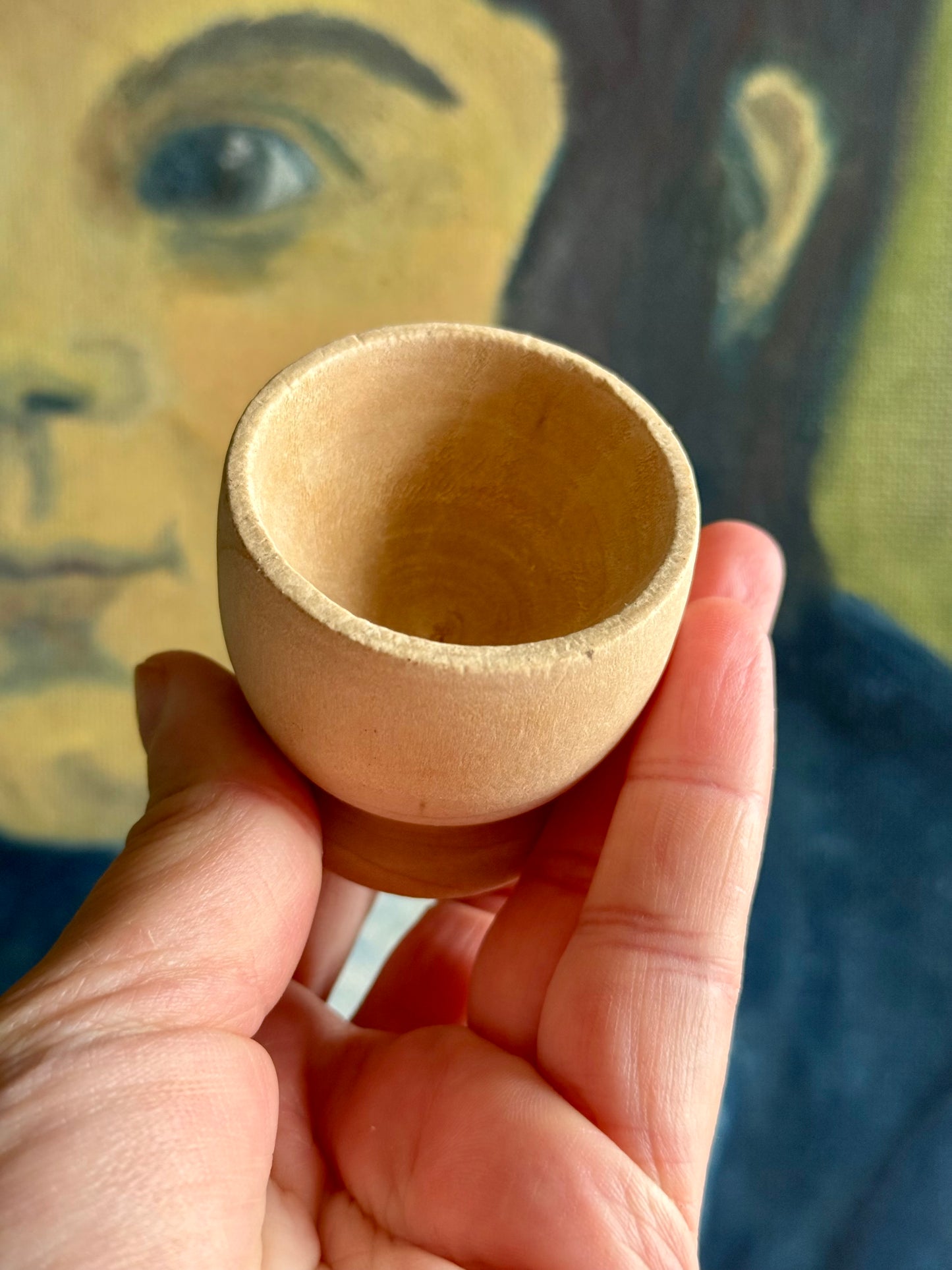 Vintage, wood carved egg cups.