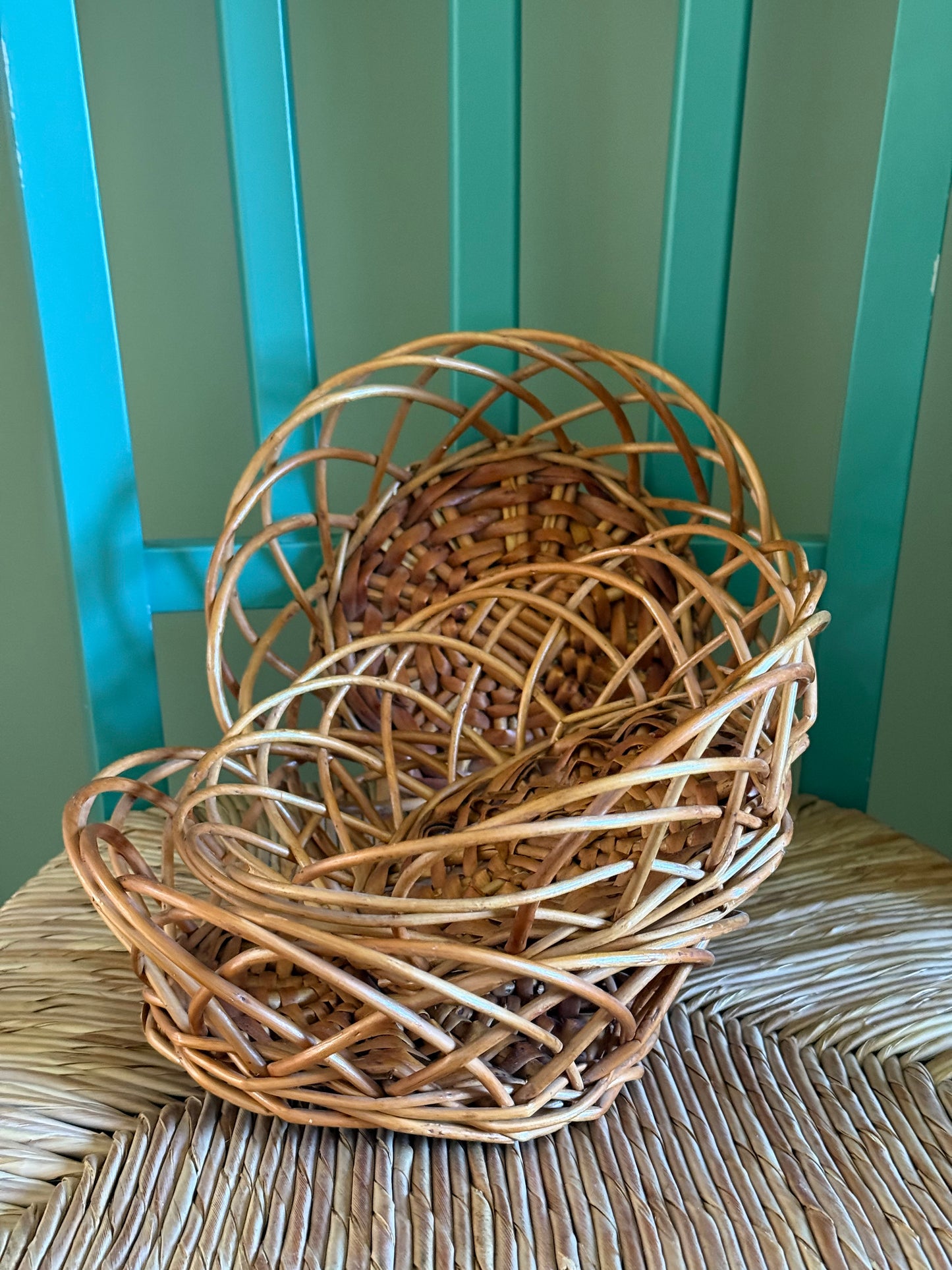 Vintage rattan baskets.