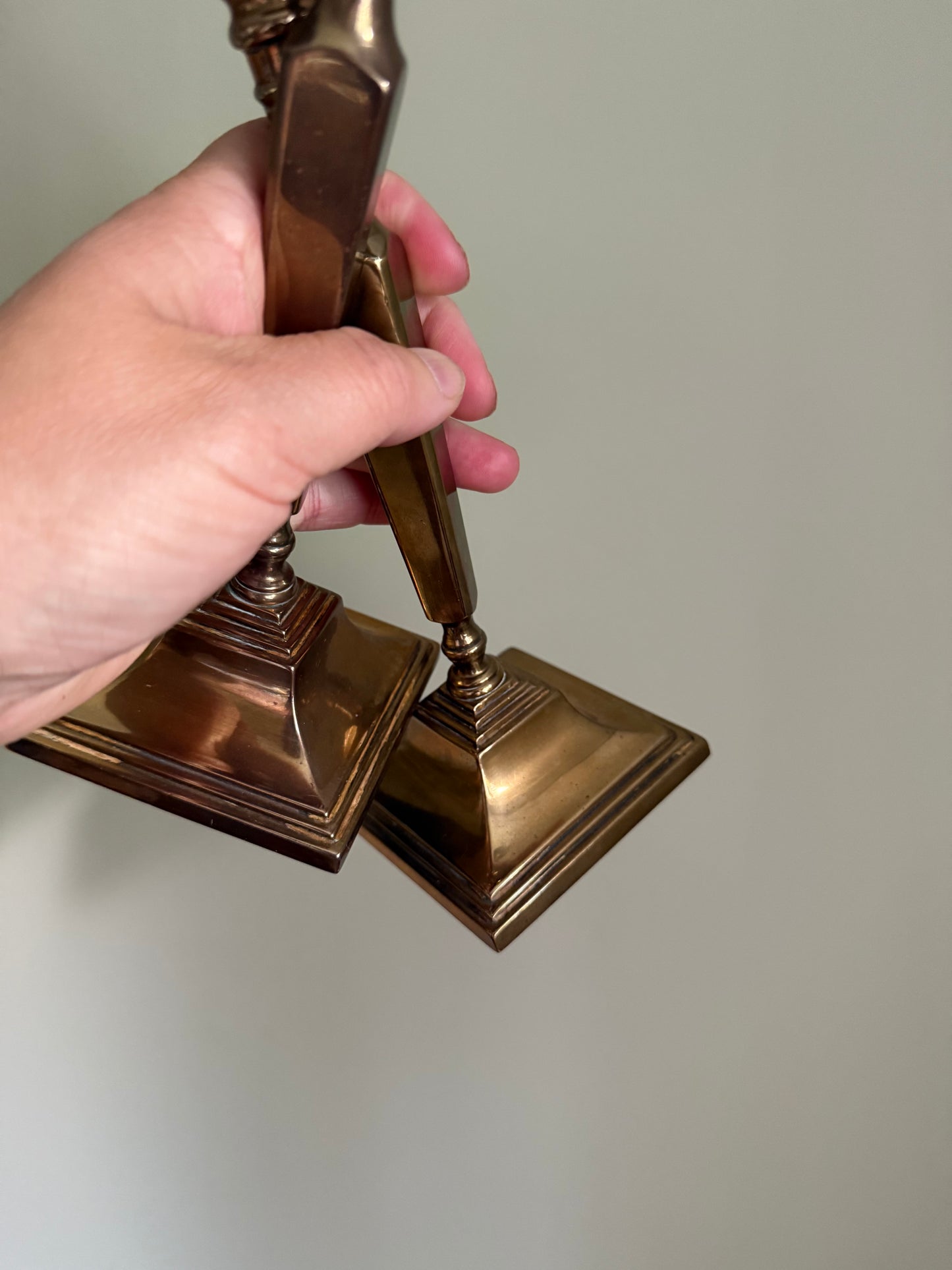 Vintage solid brass candlestick holders.