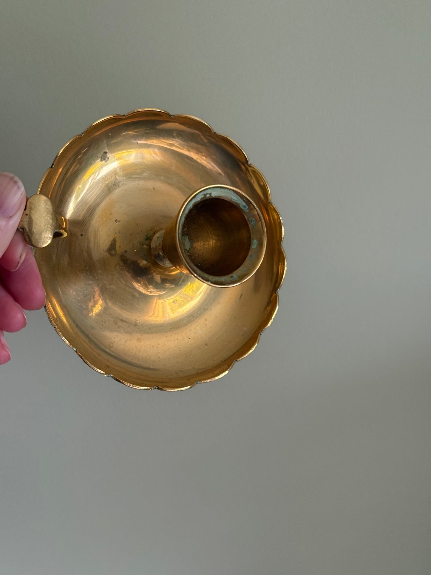 Vintage, solid brass candlestick holder.