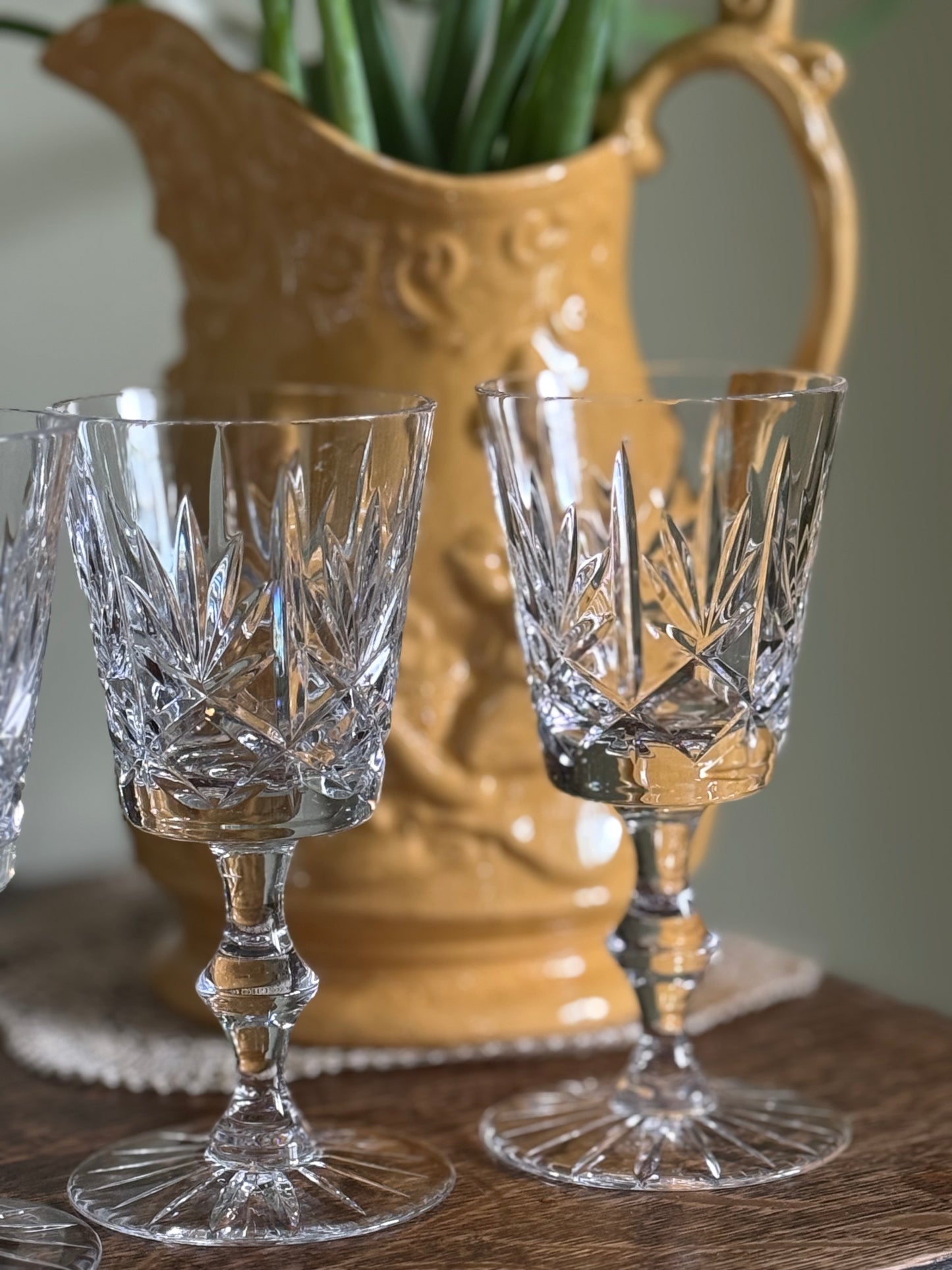 High quality, vintage crystal stemmed glasses.