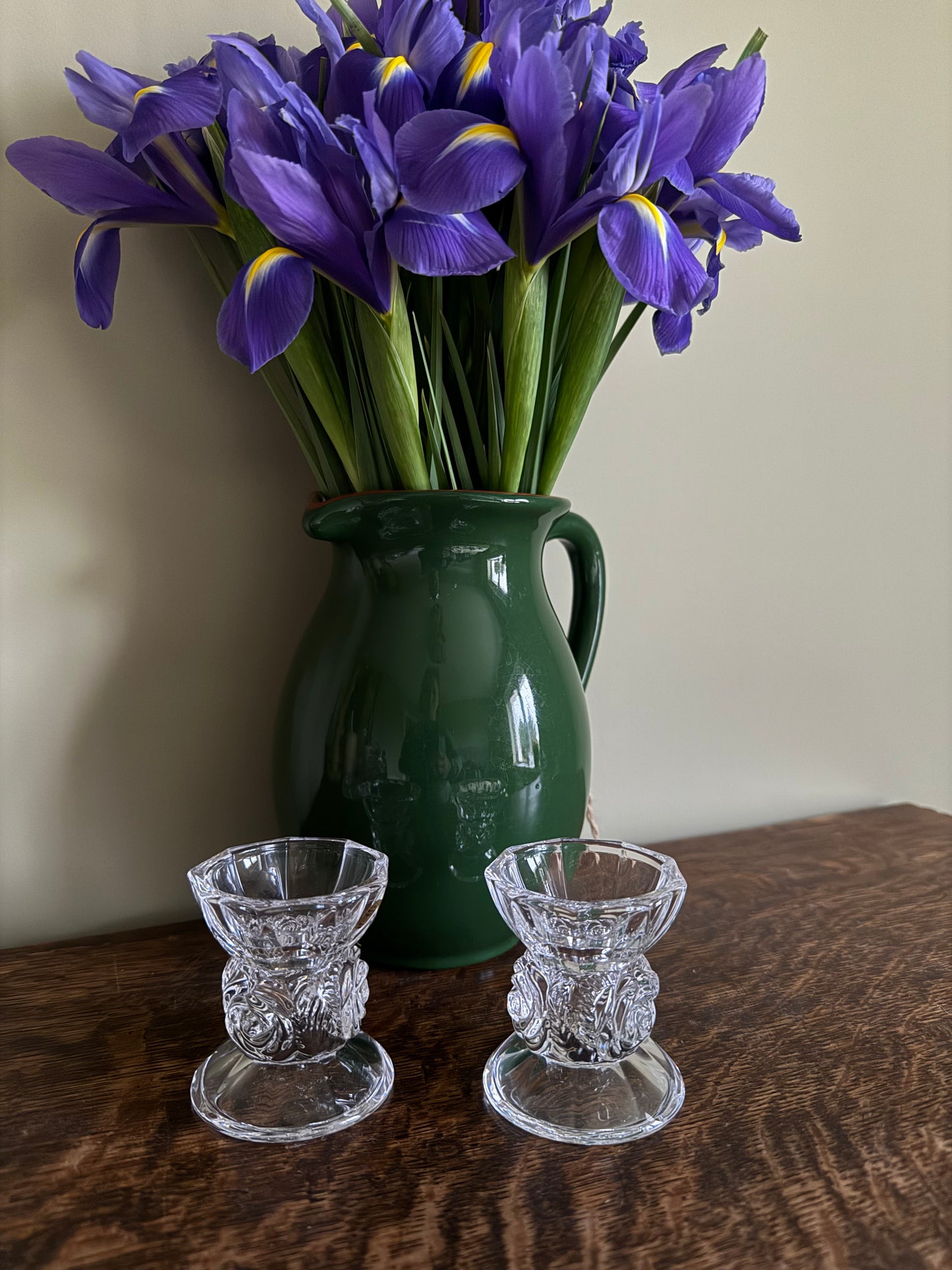 Vintage, crystal candlestick holders.