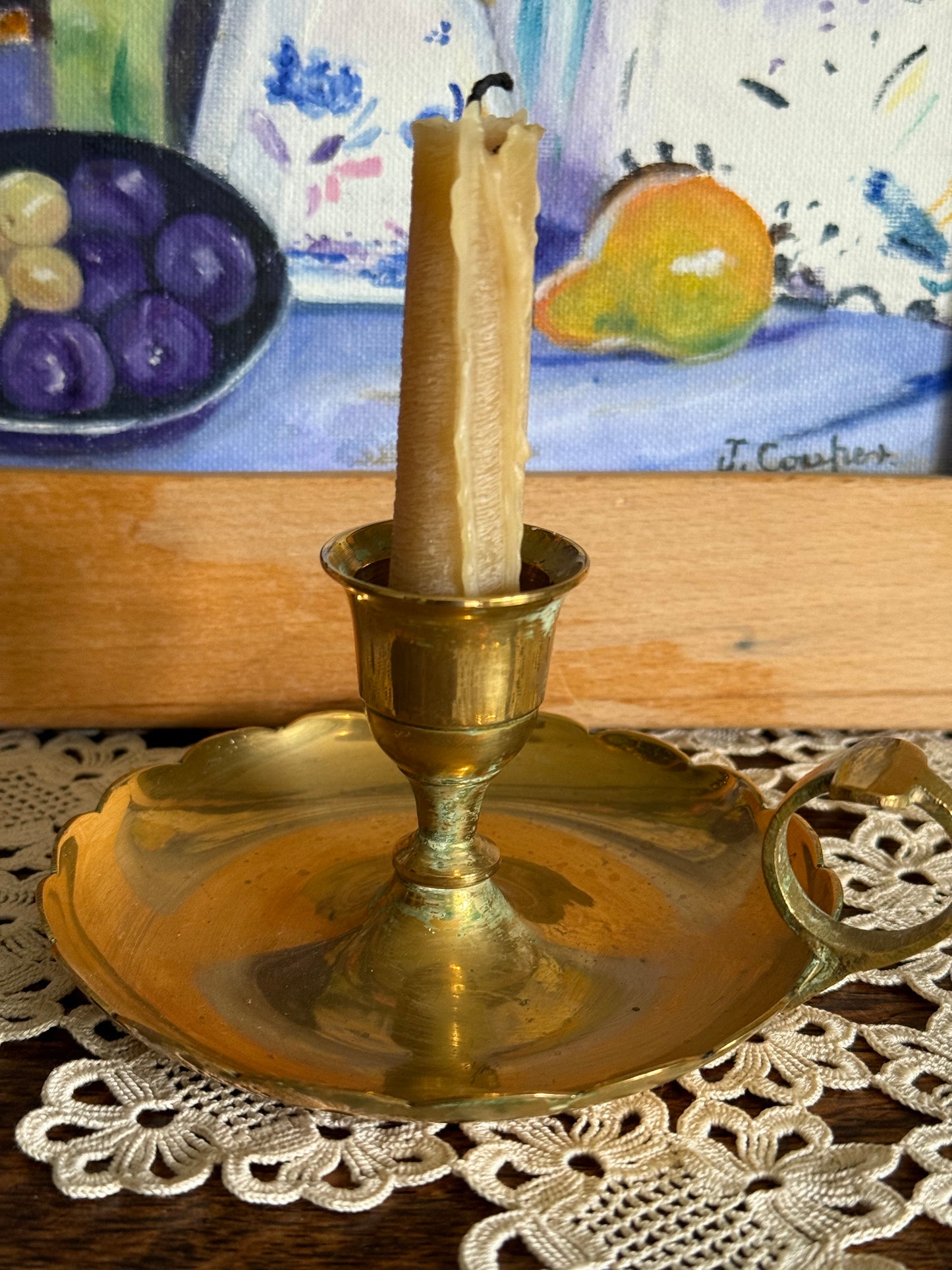 Vintage, solid brass candlestick holder.
