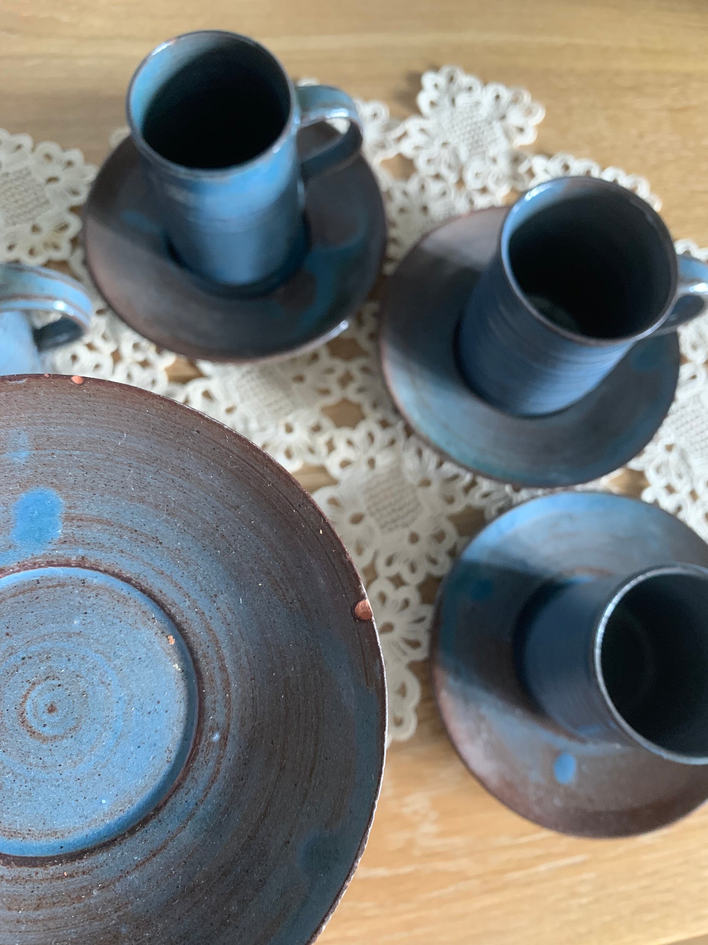 Vintage, pottery espresso cups.