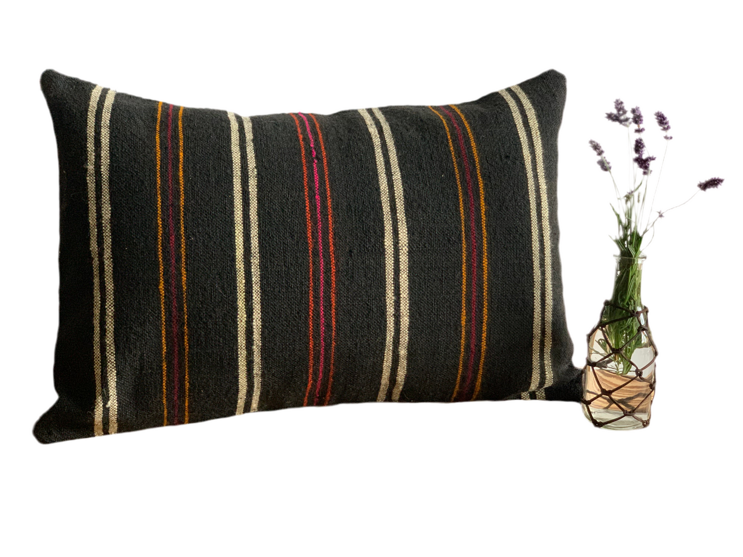 Antique, handwoven wool cushion.