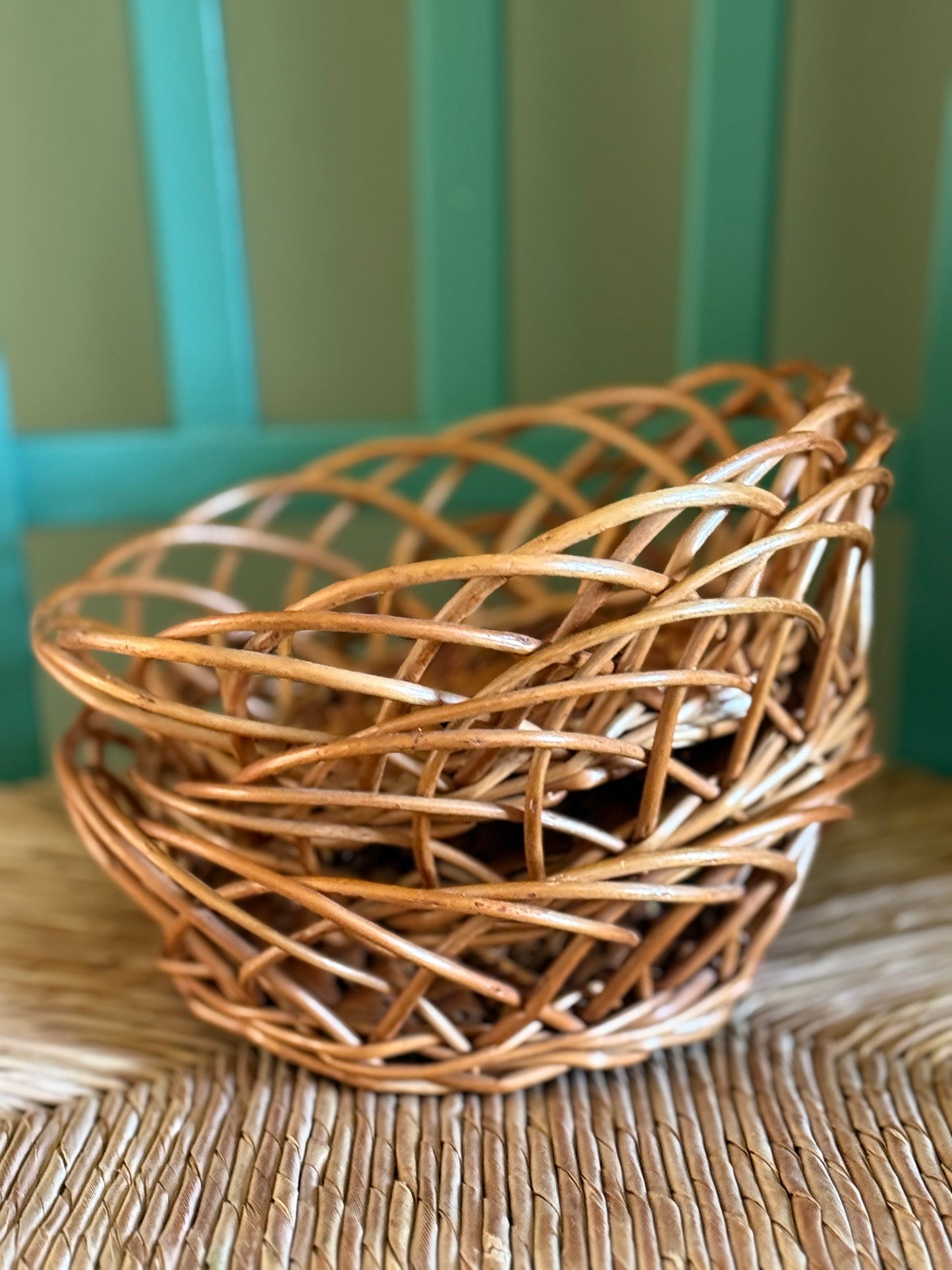 Vintage rattan baskets.