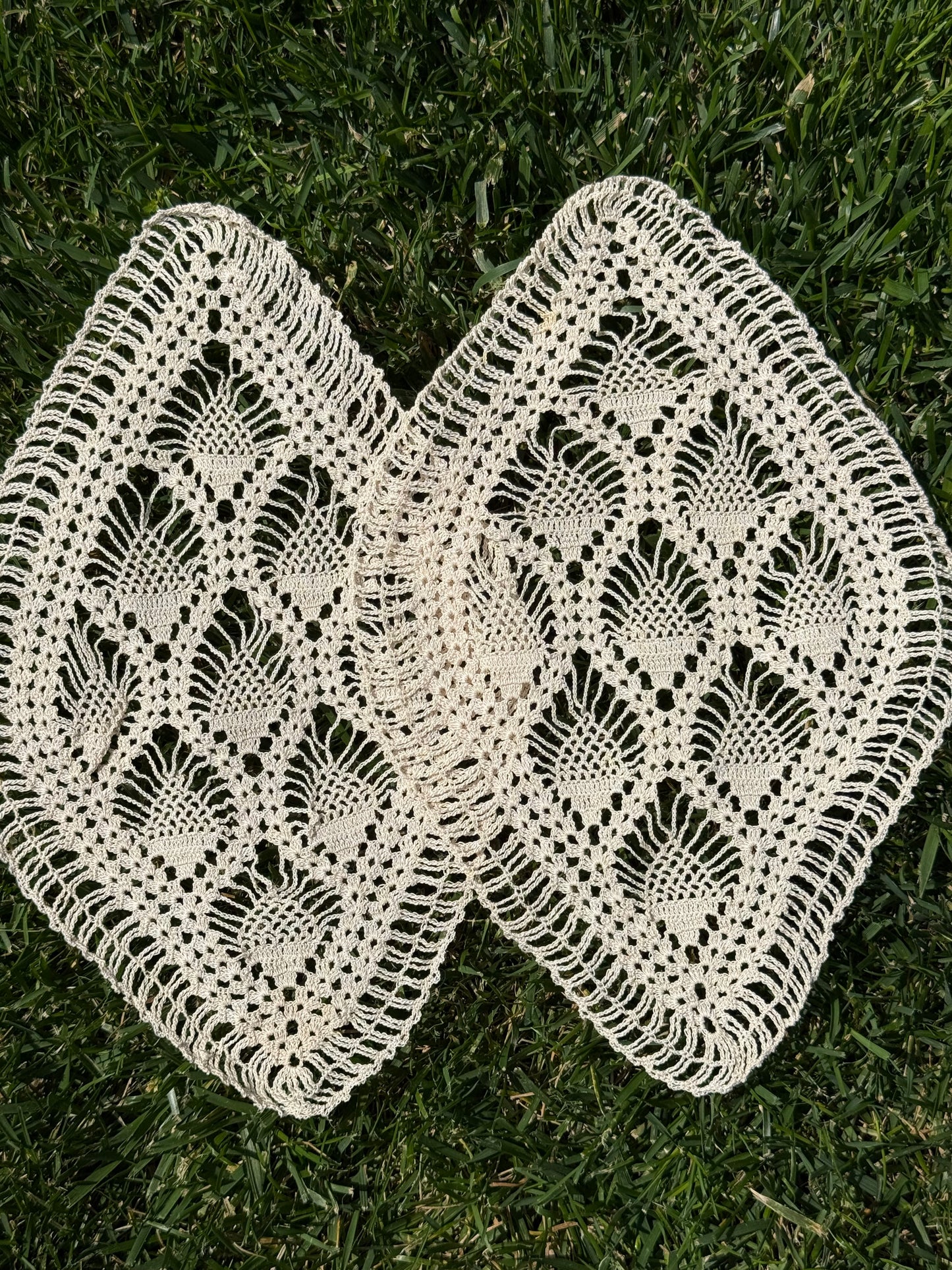 Vintage crochet lace table linen.