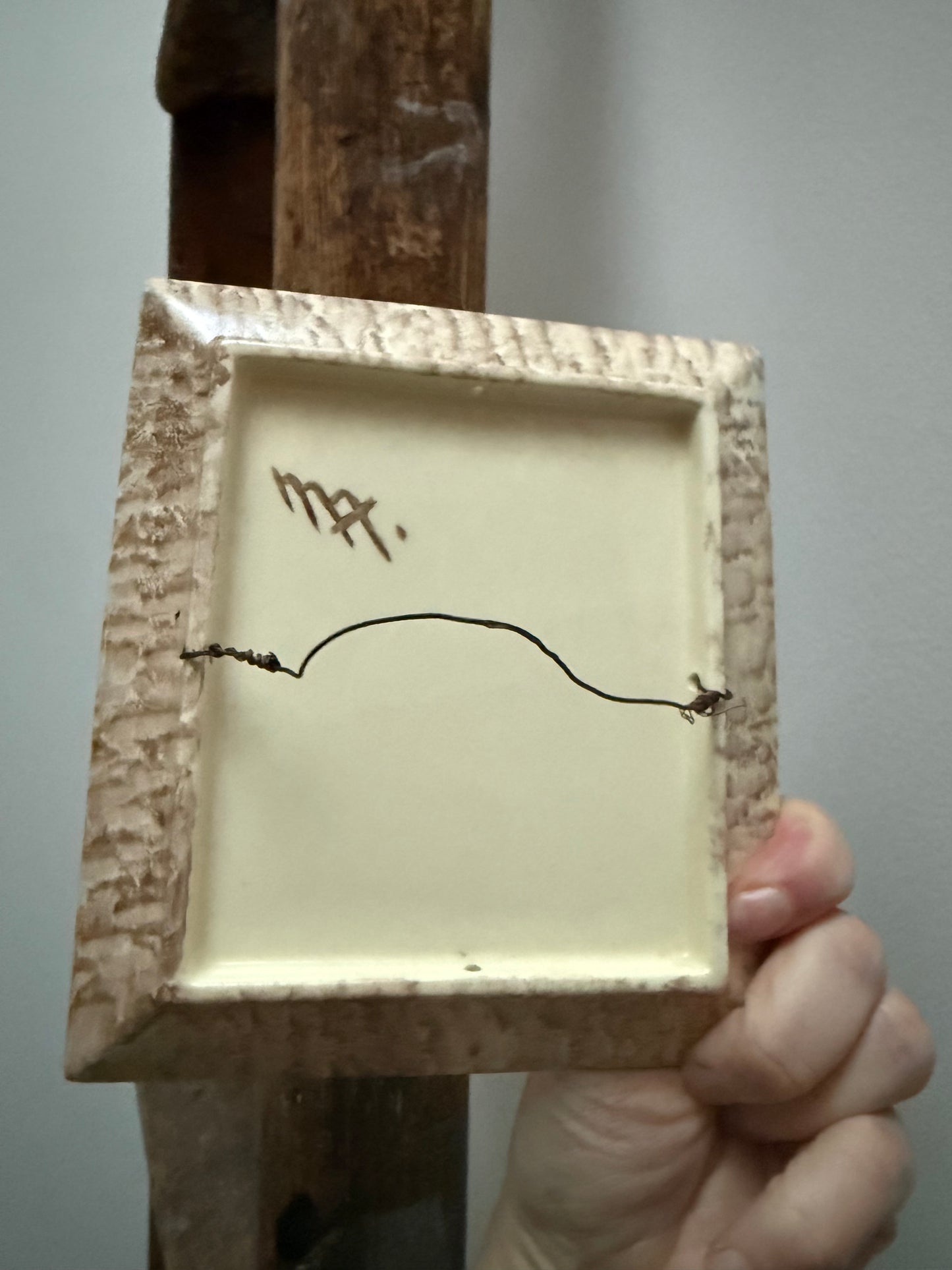 Vintage hand-painted floral ceramic wall tile plaque