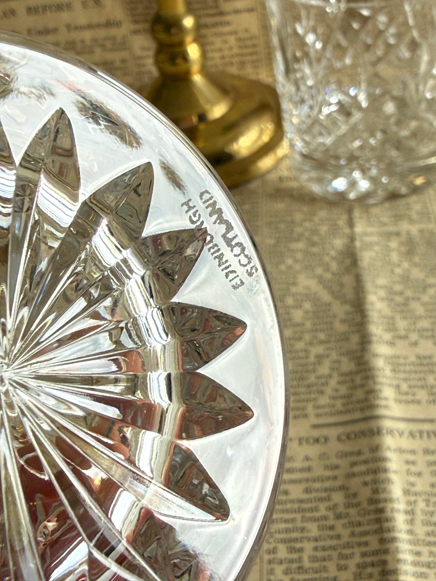 Vintage Edinburgh crystal whiskey glasses.