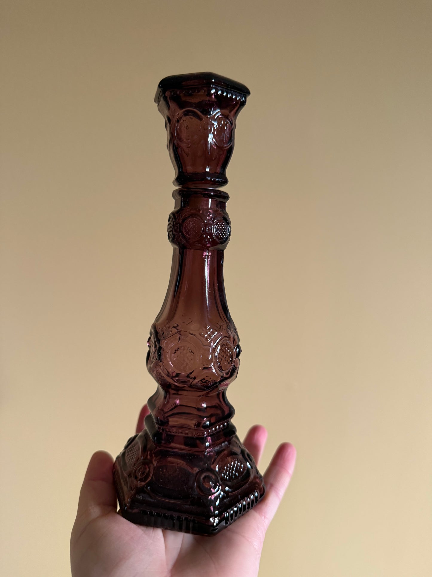 Vintage, candlestick holders with small pitcher.