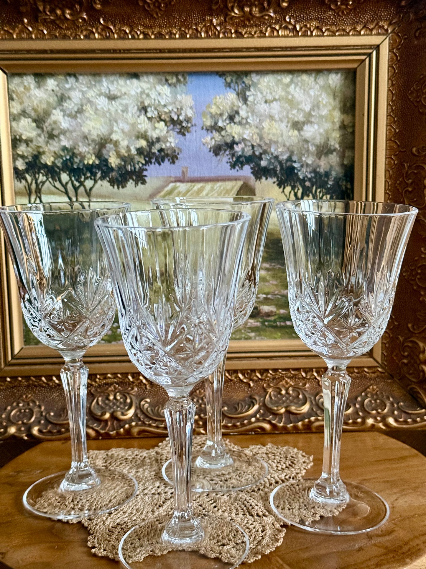 Vintage, crystal wine glasses.