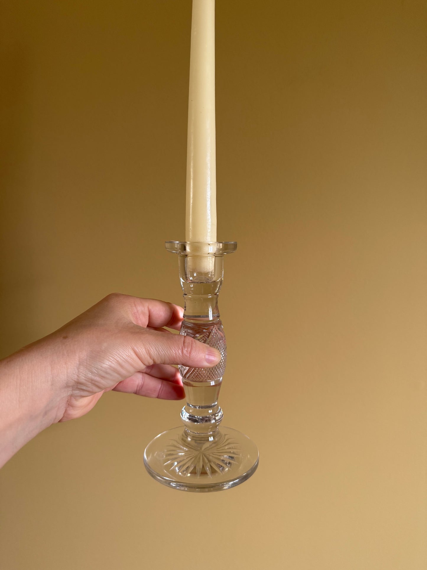 Vintage, crystal candlestick holder.