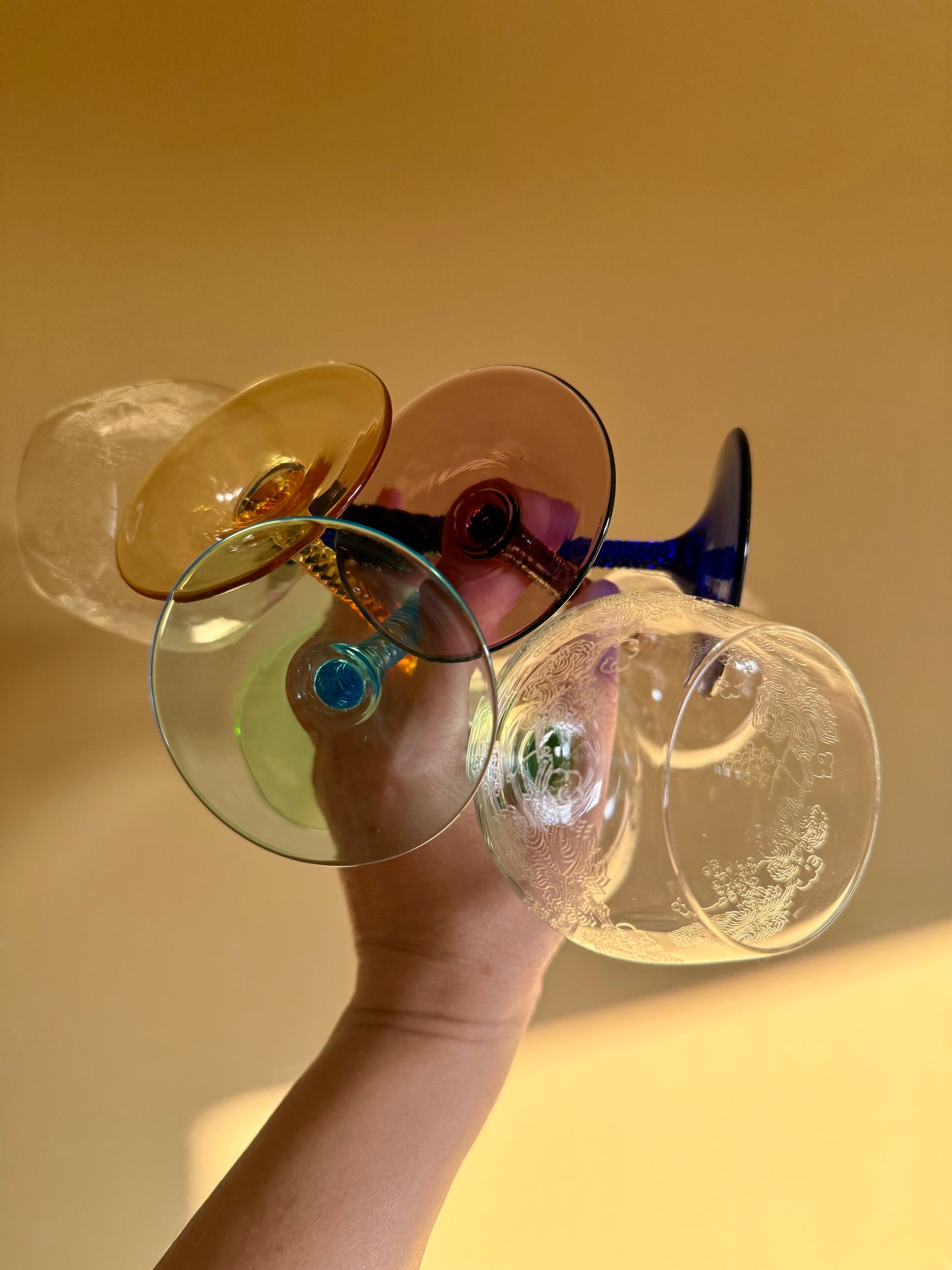 Stunning vintage wine glasses.